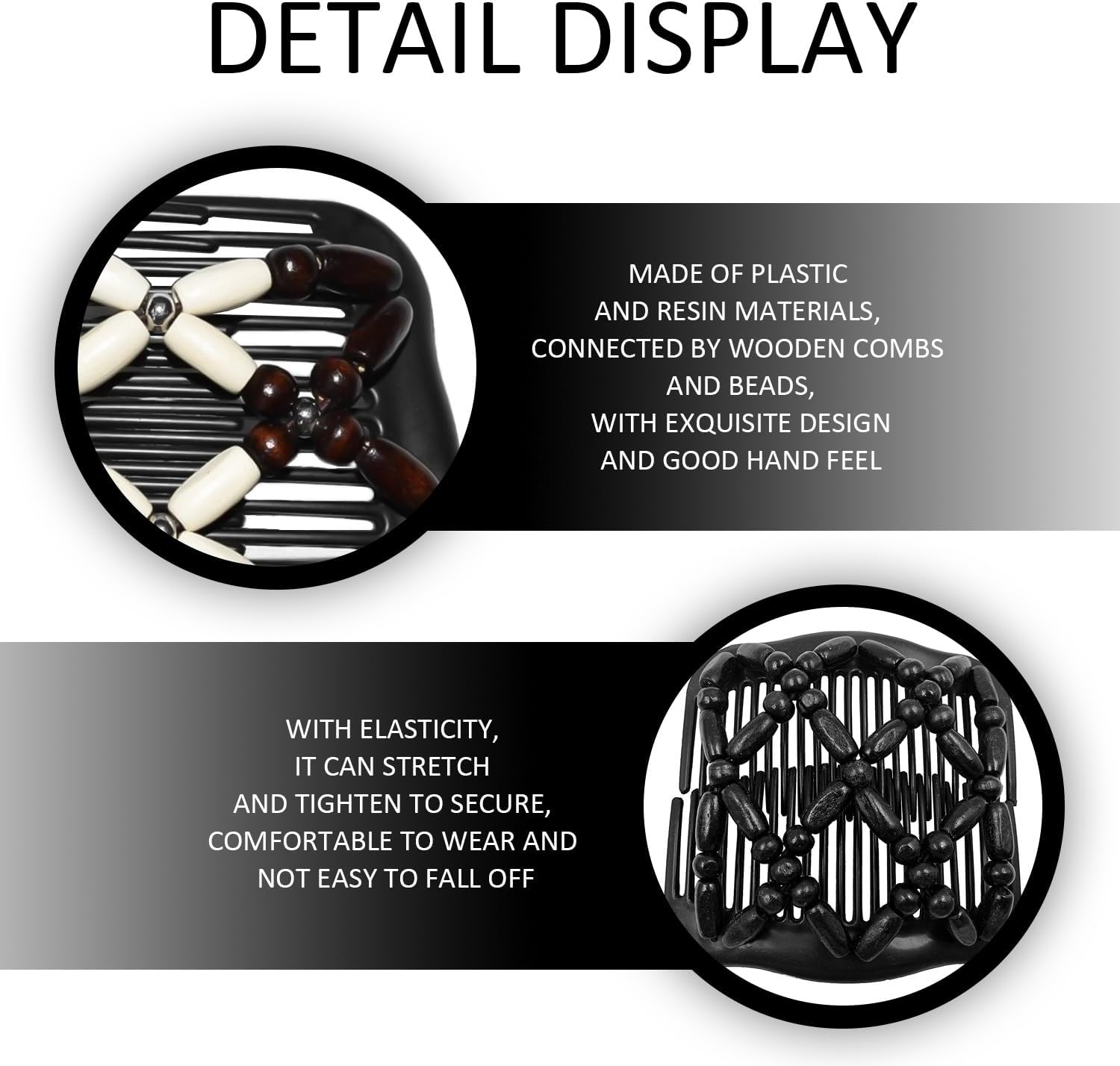 3 Pieces Hair Comb Inserts Women Headwear Elastic Double Row Comb Fashion Magic Hair Comb Hair Accessories image number 5