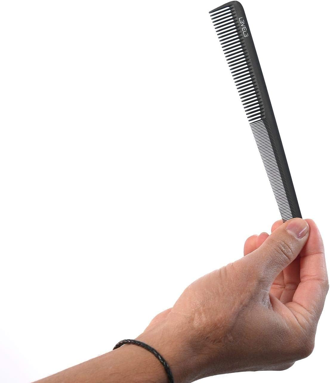 L3VEL3 Comb Set - Varies in Size and Tooth Width - Made with Durable Carbon - Helps Tame Frizz, Flyaways and Static - Heat and Chemical Resistant - Housed in a Handy, Protective Pouch - 9 Pc image number 6