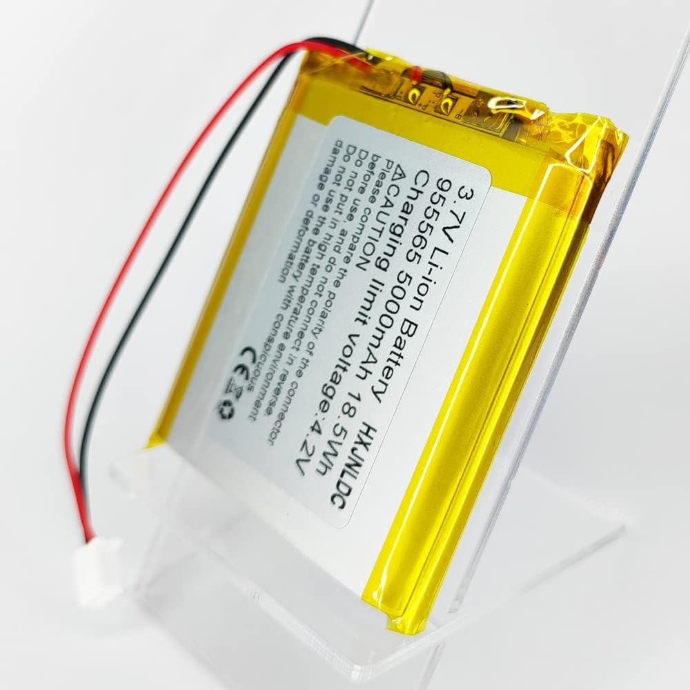 DC 3.7V 5000Mah 955565 Rechargeable Lithium Polymer Battery, Suitable for DIY 3.7-5V Electronic Products with Built-In 2-Wire Battery Replacement and LED Lights image number 2