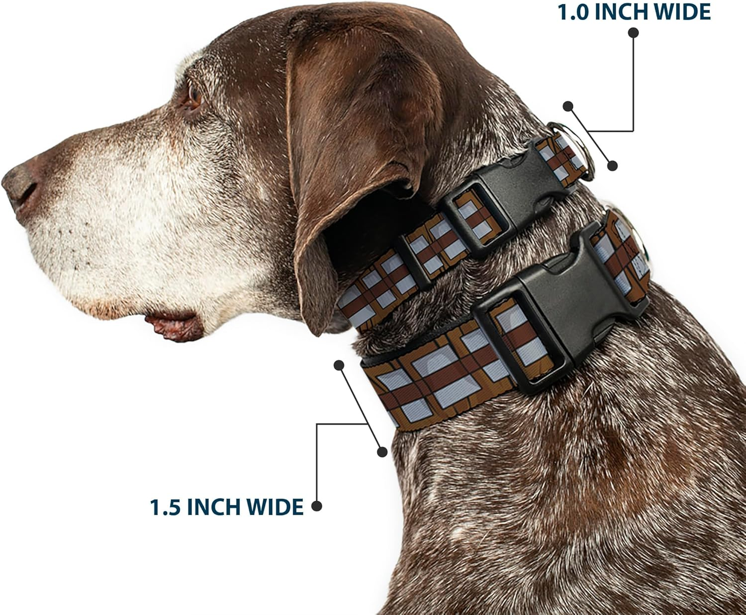 Dog Collar Plastic Clip Star Wars Chewbacca Bandolier Bounding Browns Gray 9 to 15 Inches 0.5 Inch Wide image number 5