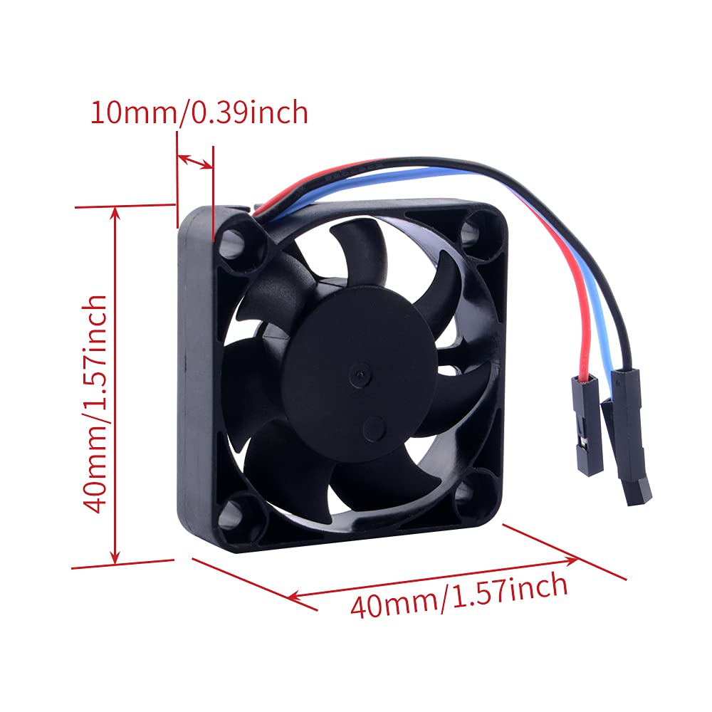 Geeekpi 2PCS PWM Controllable Quiet 4010 Fan 40X40X10Mm DC 5V for Raspberry Pi 4, 3 B+, Pi 3 (Black) image number 3