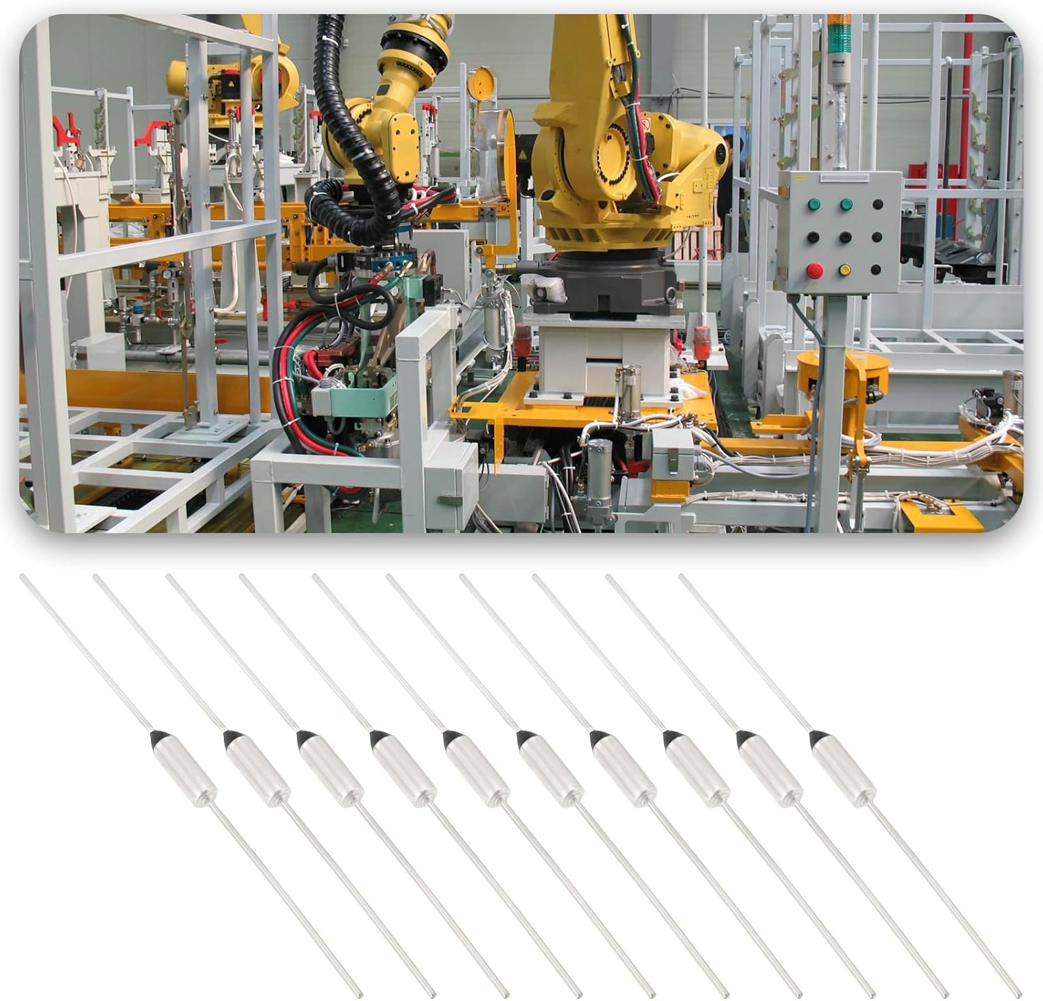 Create Idea 10Pcs DF152S Metal Temperature Thermal Fuse 152 C 305.6 F Cutoff Thermal Fuse 10A 250V for Motor Transformer Electric Industrial Home image number 2