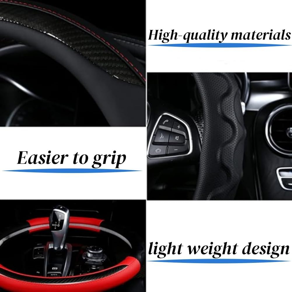 RAKSONIC Car Steering Cover Breathable Lightweight Car Steering Cover Anti-Fouling Comfortable Grip 3D Grip Anti-Slip Suitable for All Seasons Car Accessories 38 Cm O-Type image number 1