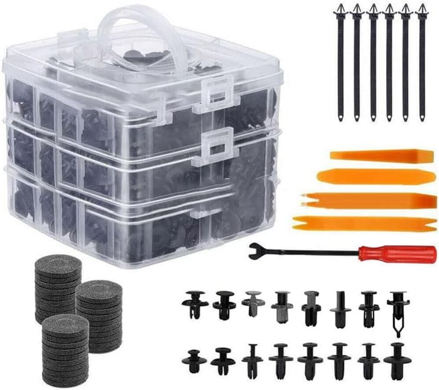 AIMALL 731X Car Trim Body Clips Kit, Rivets Retainer Auto Panel Bumper Plastic Fastener Set with 5 Removal Tools and 6 Cable Ties, Universal for Car Repairs image number 6