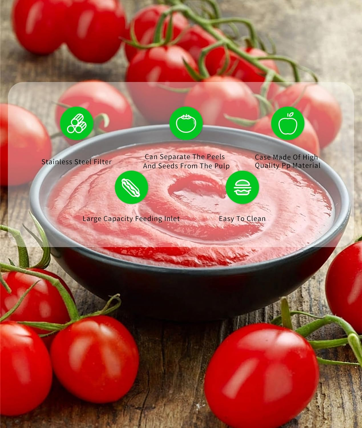 Tomato Press, Manual Food Strainer/Sauce Maker, Tomato Sauce Maker Machine, Food Mill for Tomato Sauce, , Marinara, Sauce Ect image number 6