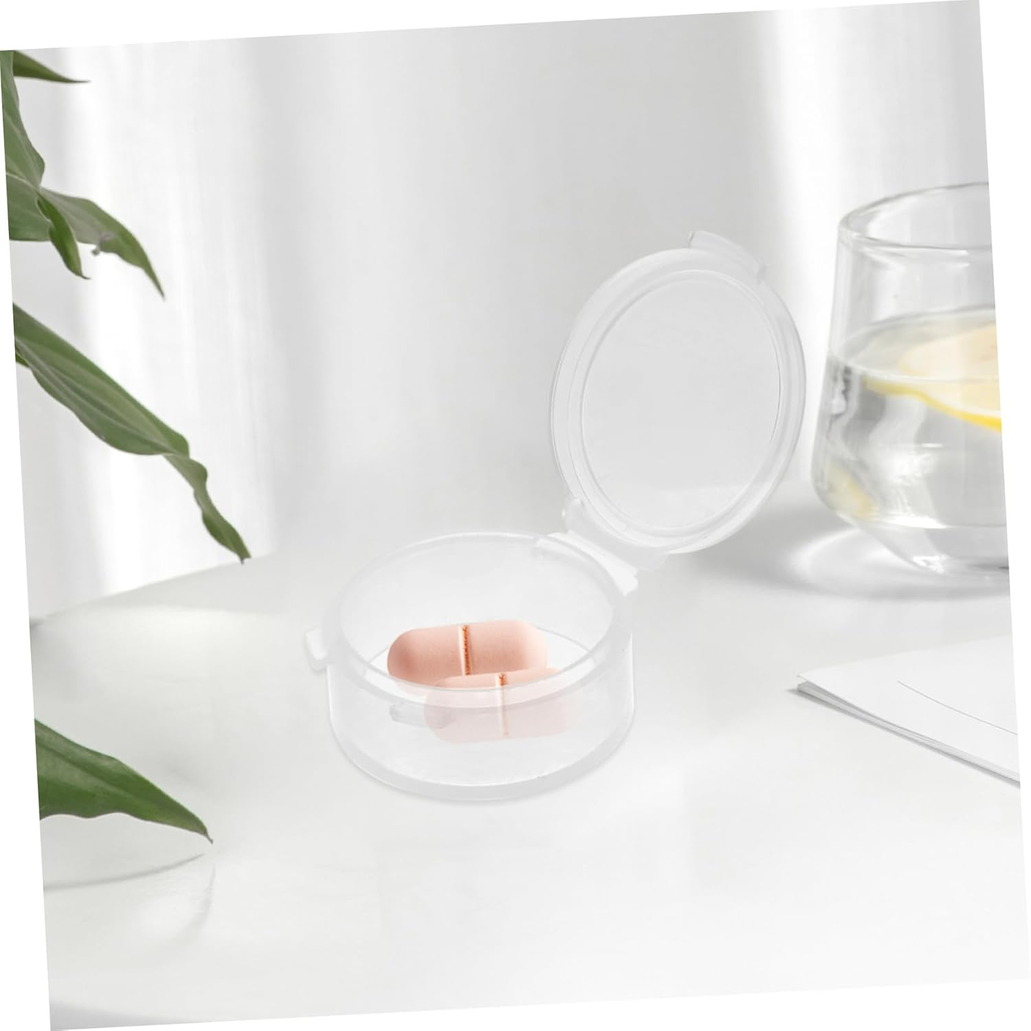 10Pcs Earplug Storage Box round Plastic Cover Storage Container for Small Container Use as Ear Plug Holder image number 1