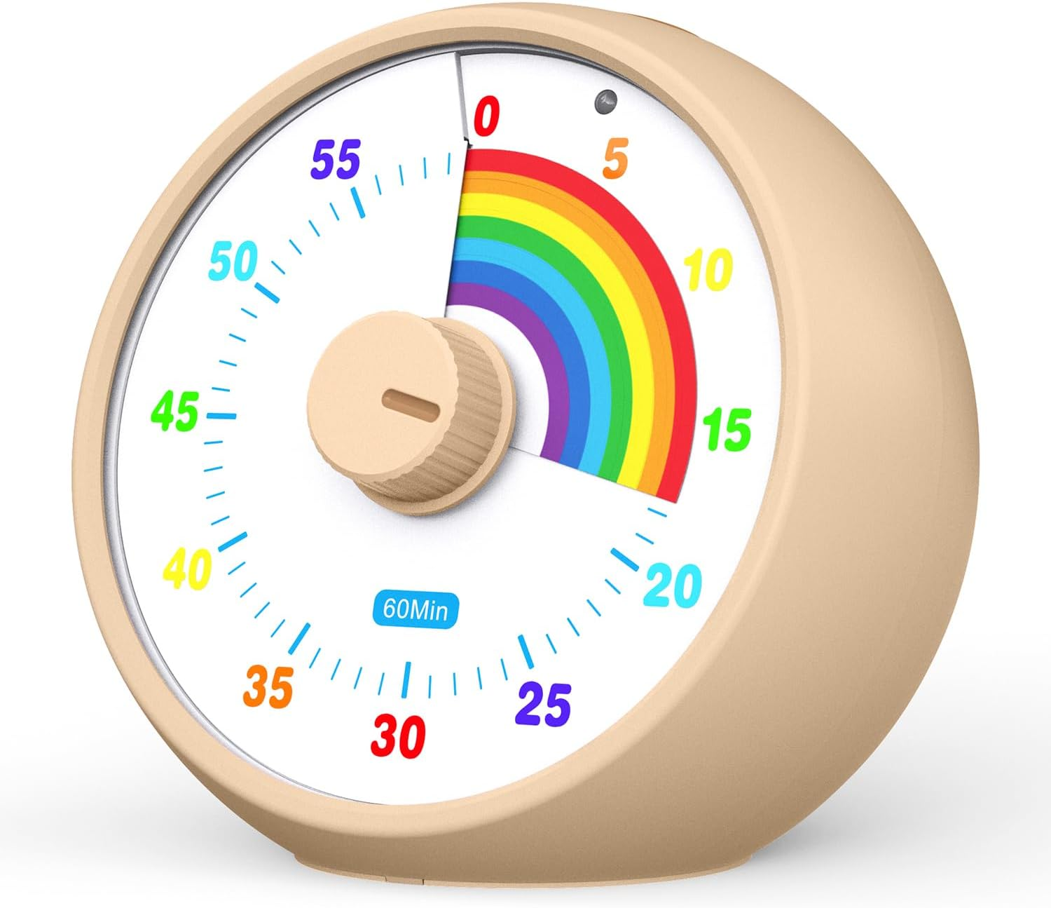 Visual Timer for Kids, 60-Minute Countdown Timer for Classroom Office Kitchen, Desk Timer Kids Time Management Tools with Silent Operation, Pomodoro Timer Rainbow Pattern(Khaki) image number 4