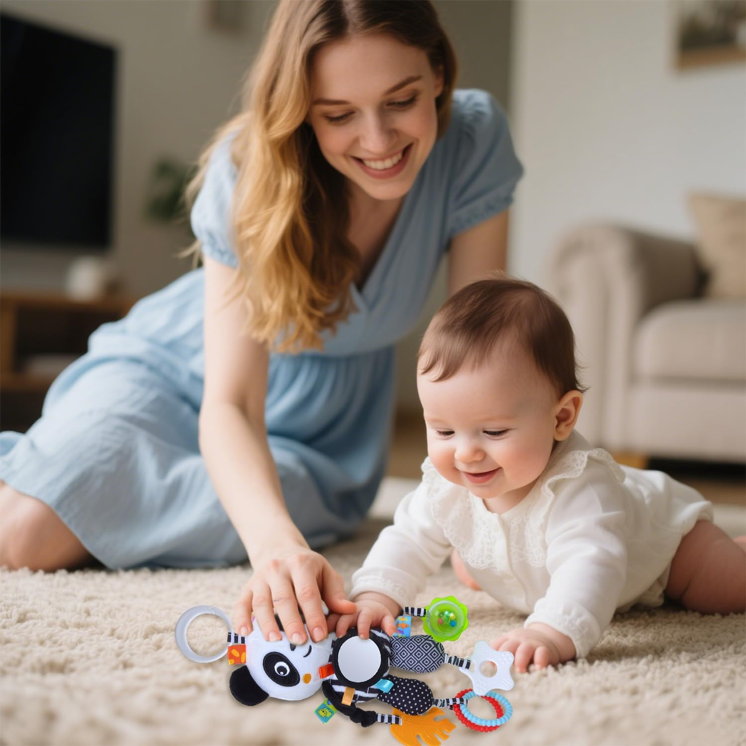 High Contrast Baby Toys,Black and White Hanging Toys,Car Seat Stroller Toys Newborn Boys and Girls 0 3 6 9 12 Months image number 1