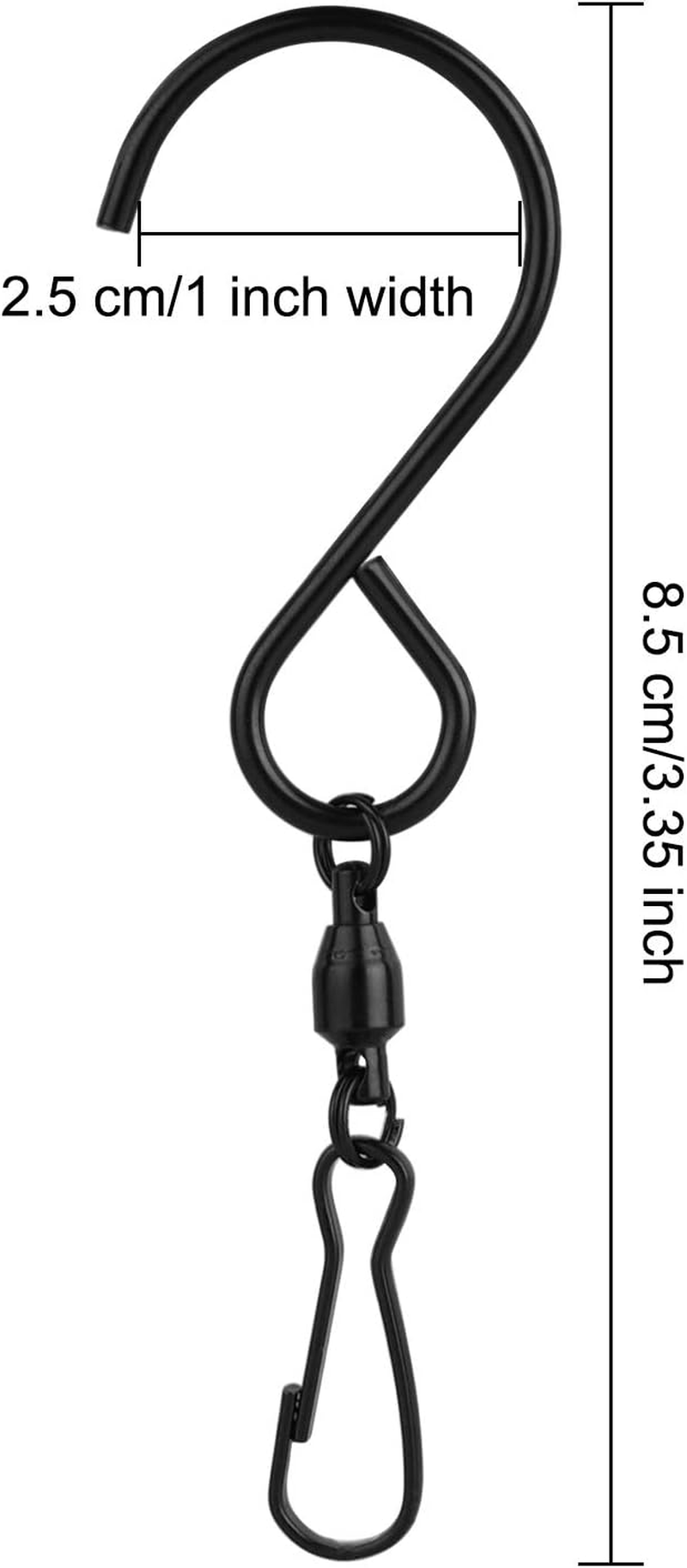 KUUQA 12 Pack Swivel Hooks Clips Wind Spinner S Hook Clips Hanging Wind Chimes Crystal Twisters Party Supplies (Black) image number 3