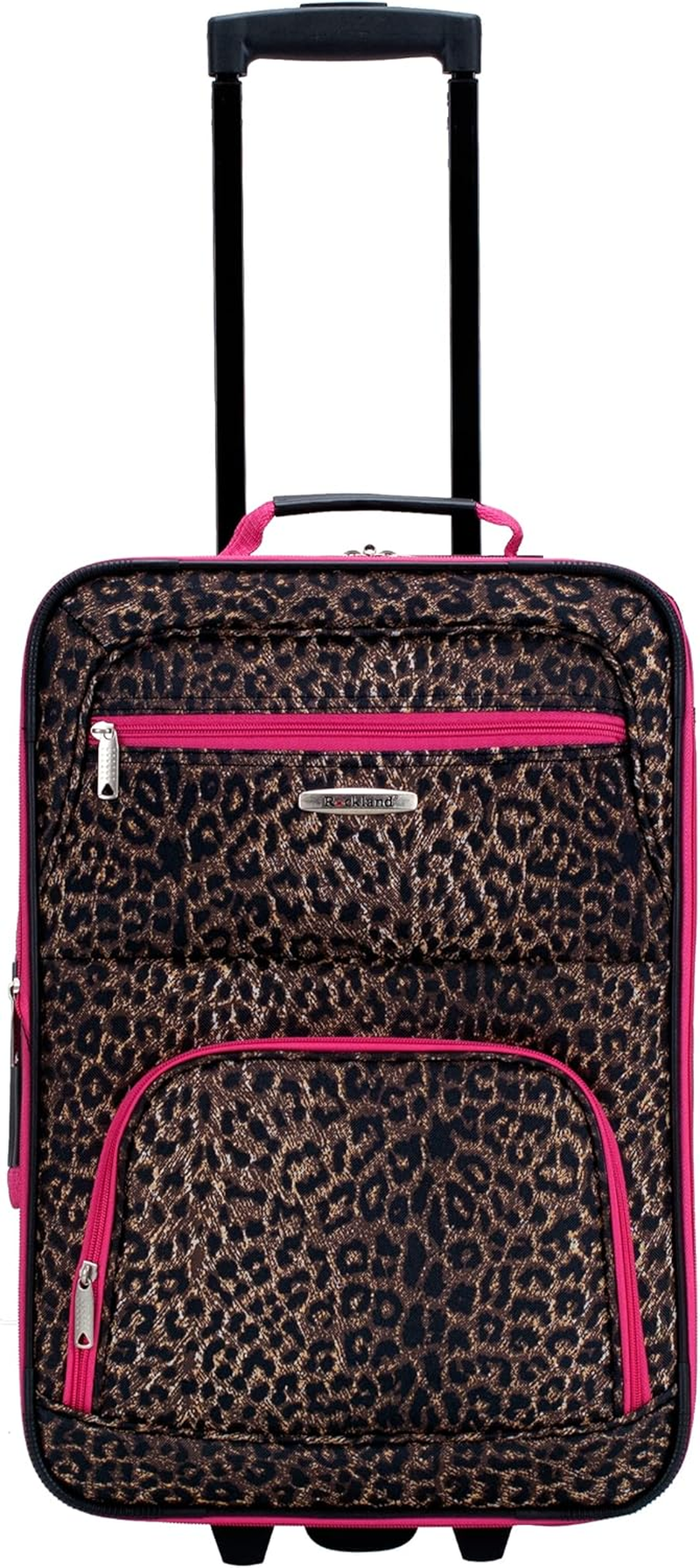 Rockland Jungle Softside Upright Luggage Set, Pink Leopard, 4-Piece Set (14/29/24/28), Jungle Softside Upright Luggage Set - Owl image number 4