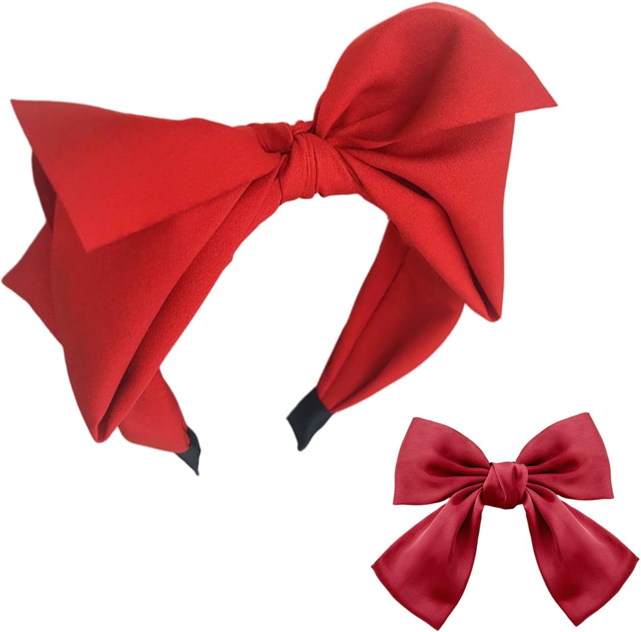 1 Butterfly Bow Headband 1 Barrette Wide Edge Hairband Washable Hair Band Fashion Hair Accessories for Women and Kids Suitable for Many Hairstyles (Red) image number 5