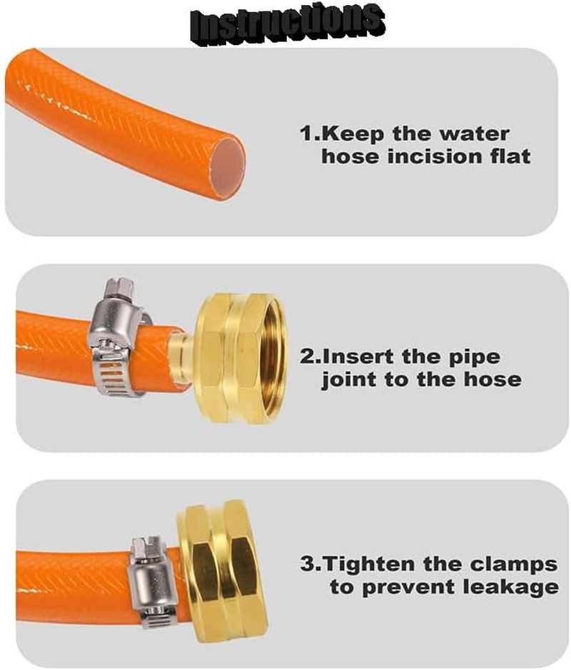2 Sets Brass Garden Hose Repair Kit,Solid Brass Female and Male Hose Connector ，Fit for 3/4" or 5/8" Garden Hose Fitting image number 2
