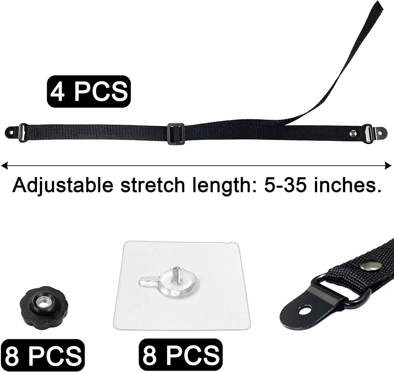 4-Pack Adjustable anti Tip TV Safety Straps, Furniture Anchor & Baby Proofing Safety for Flat Screens on TV Stands - Unron image number 5