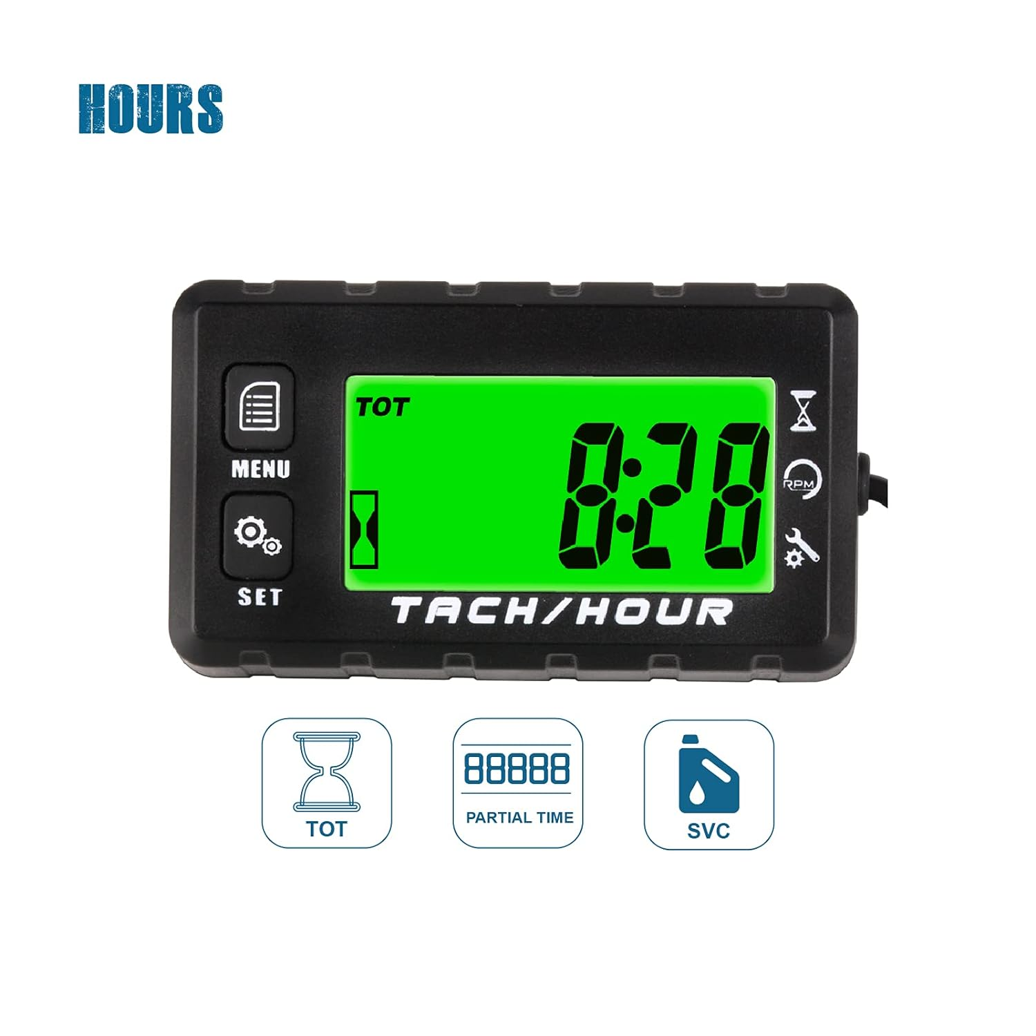 Runleader Digital Self Powered Hour Meter Tachometer,Maintenance Reminder,Alert RPM Reminder,User Shutdown,Waterproof,Use for ZTR Lawn Mower Generator Marine ATV Motor and Gas Powered Equipment image number 6