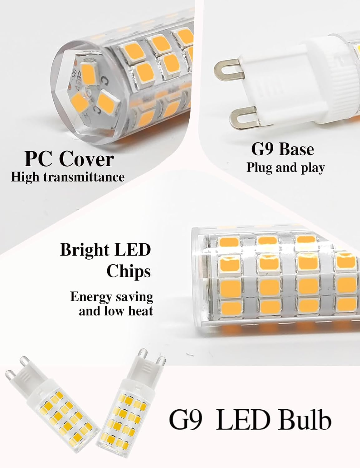 Wossluck G9 LED Bulbs, Warm White, 3 W, 400 LM, Replacement for 40 W Halogen Bulbs, Not Dimmable, AC85V-265V, Pack of 2 image number 6