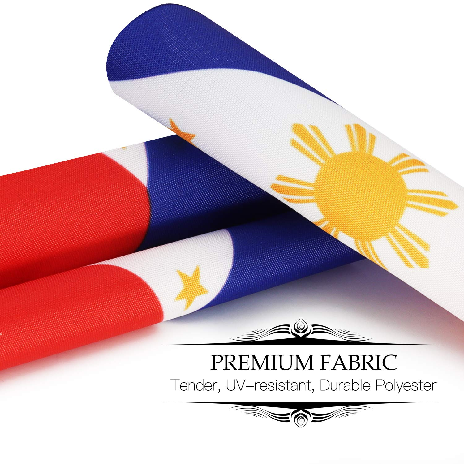 ANLEY Philippines Deluxe Desk Flag Set - 6 X 4 Inch Miniature Philippine Desktop Flag with 12" Solid Pole - Vivid Color and Fade Resistant - Black Base and Spear Top - India image number 5