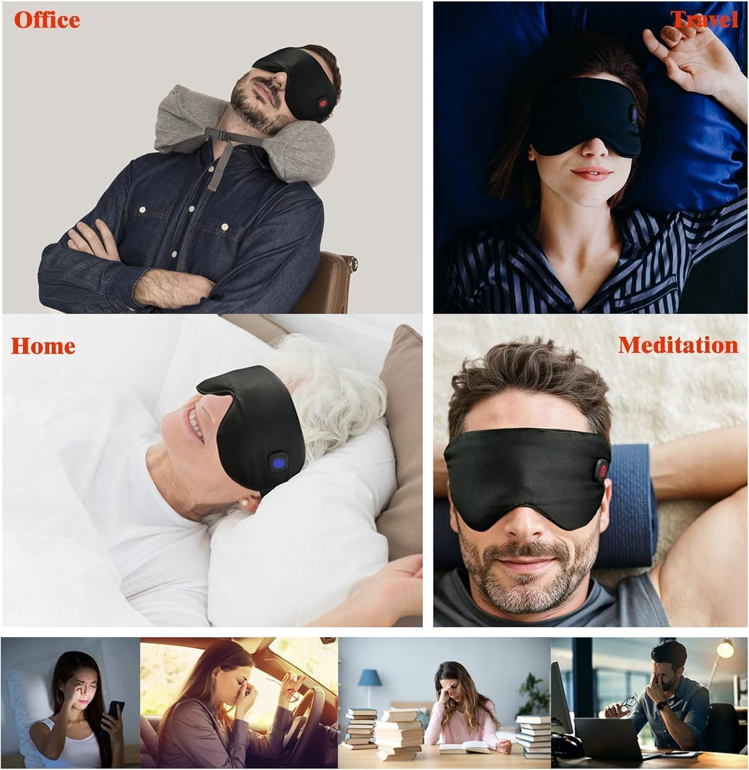 Rechargeable Cordless Heated Eye Mask for Dry Eyes - Adjustable Temperature Portable Eye Warm Compress for Migraines Styes Sinus & Sleep Men Women image number 4