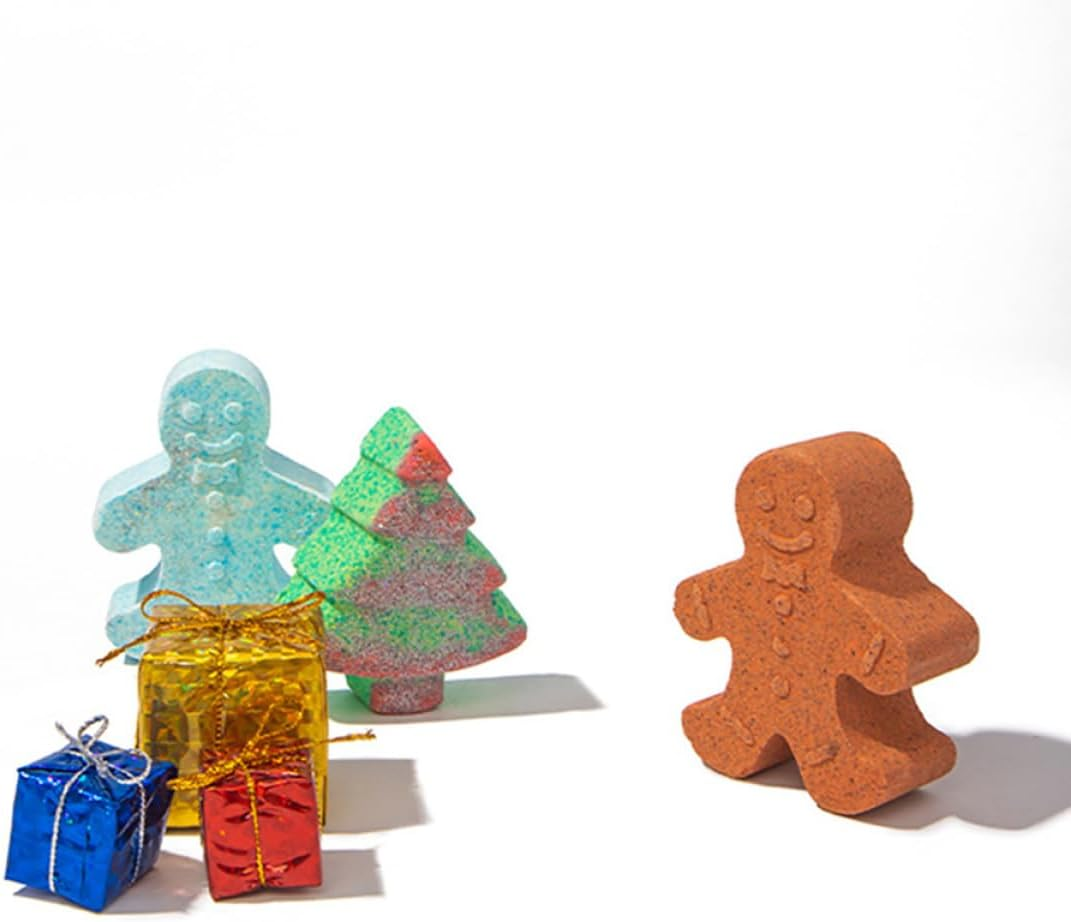 NULYLU 6Pcs Gingerbread Man Christmas Bathing Essential Oil Bubble Bath Friendly Moisturizing Bath Salt Present for Family Relaxation image number 3