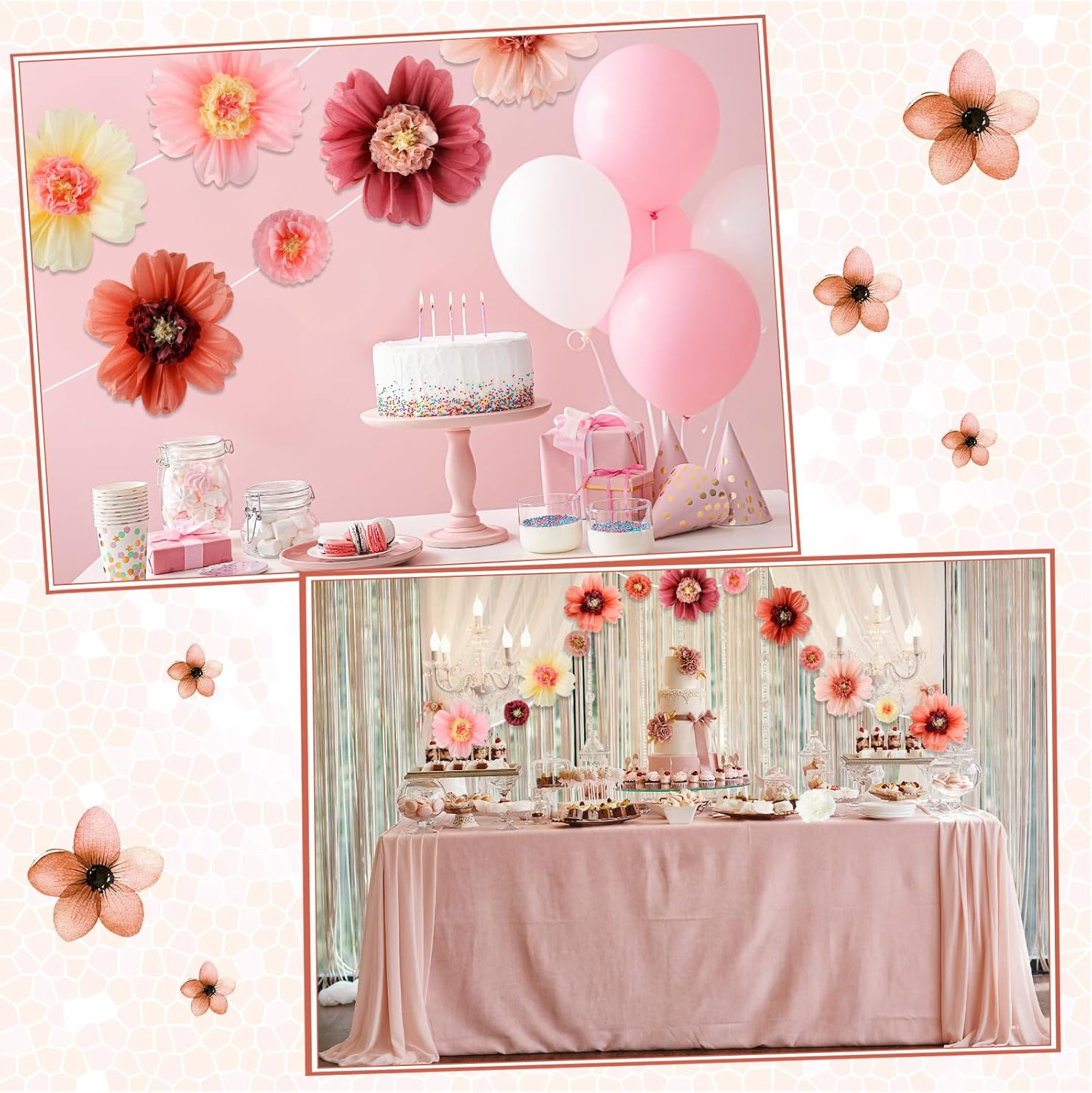 Crowye 24 Pcs Large Colorful Tissue Paper Flowers 20" Handcrafted Giant Fiesta Paper Flowers for Mexican Party Wedding Birthday Backdrop Baby Shower Nursery Craft Outdoor Wall Decor (Vivid Color) image number 1