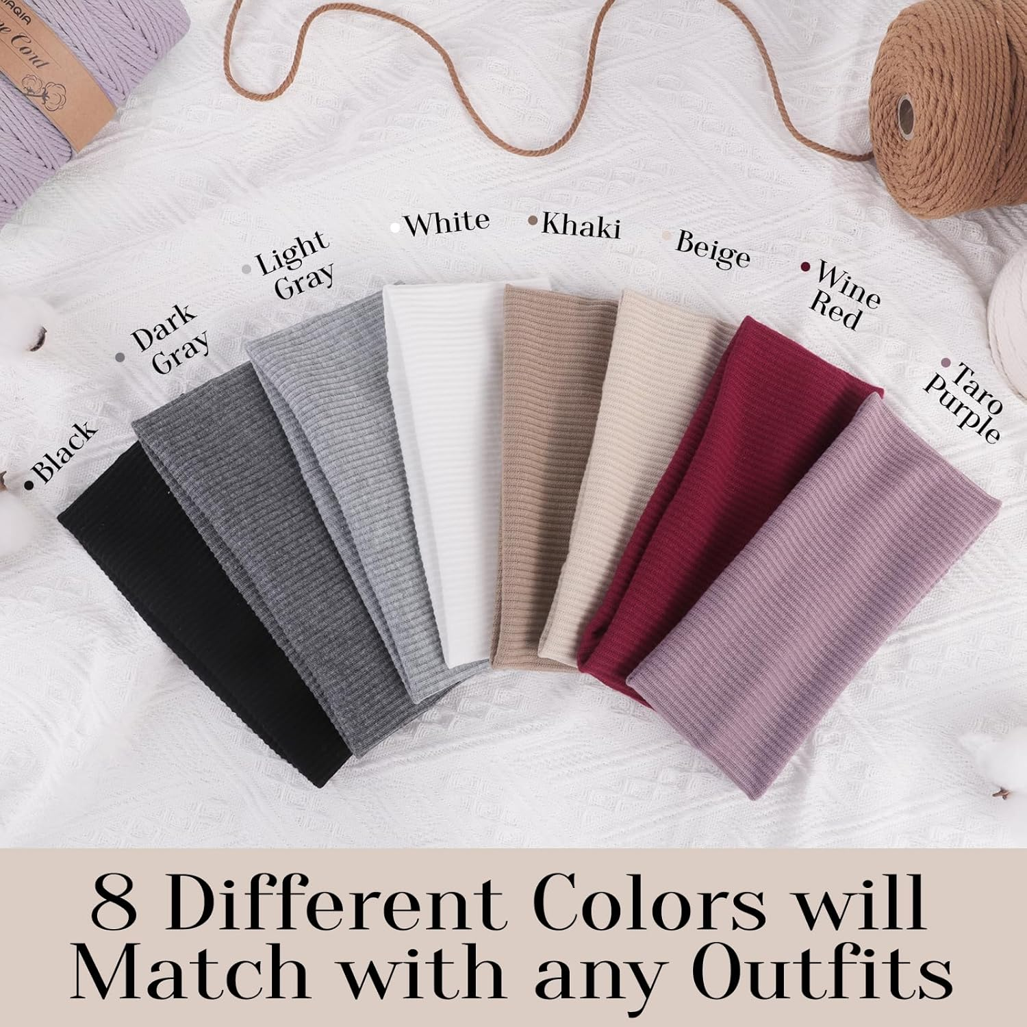 Miucat 8Pack Wide Headbands for Women, Non Slip Thick Headbands Soft Cotton Boho Head Bands for Yoga Workout Fashion Hair Accessories image number 6