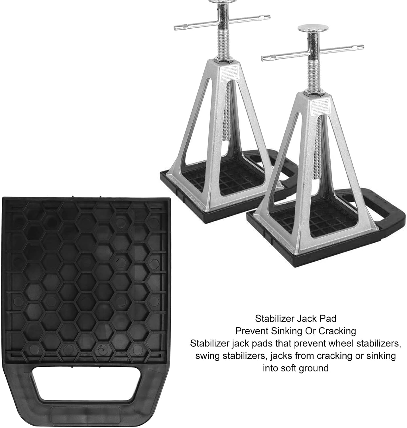 4 Pack RV Jack Pads, Camper Jack Pads Thick RV Leveling Blocks, Stabilizer Jack Pads for Travel Trailers RV Camper, Prevents Sinking and Aids in Stabilizing, 5.6 X 5.6 Inch (Black) image number 3
