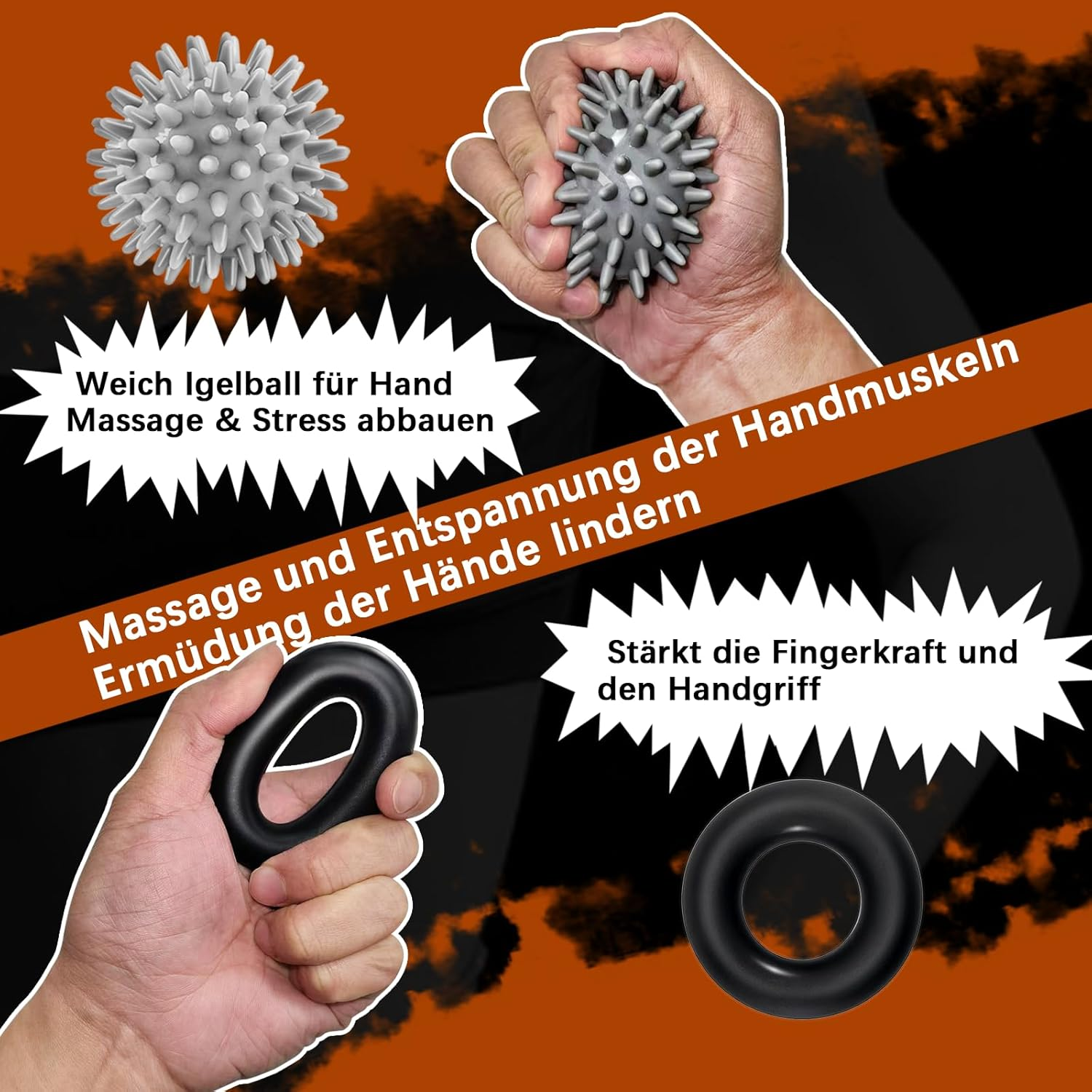 Hand Trainer, Finger Trainer, Forearm Trainer, Grip Strength, Wrist Trainer Set, Hand Strength, Finger Grip Strength Training Device with Massage Ball, Hand Muscle Trainer for Climbing, Stress image number 1