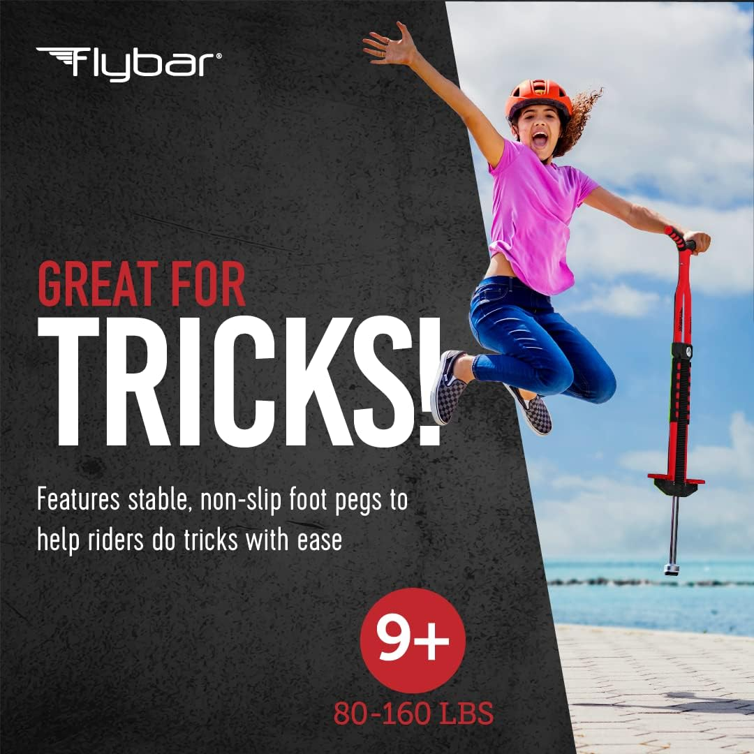 Flybar Master Pogo Stick for Kids Ages 9+, 80&ndash;160 Lbs &ndash; Easy Grip Handles &ndash; Active Exercise Toy for Tweens & Teens &ndash; Outdoor Toy with Non-Slip Foot Pegs for Boys and Girls &ndash; No Assembly Needed image number 2