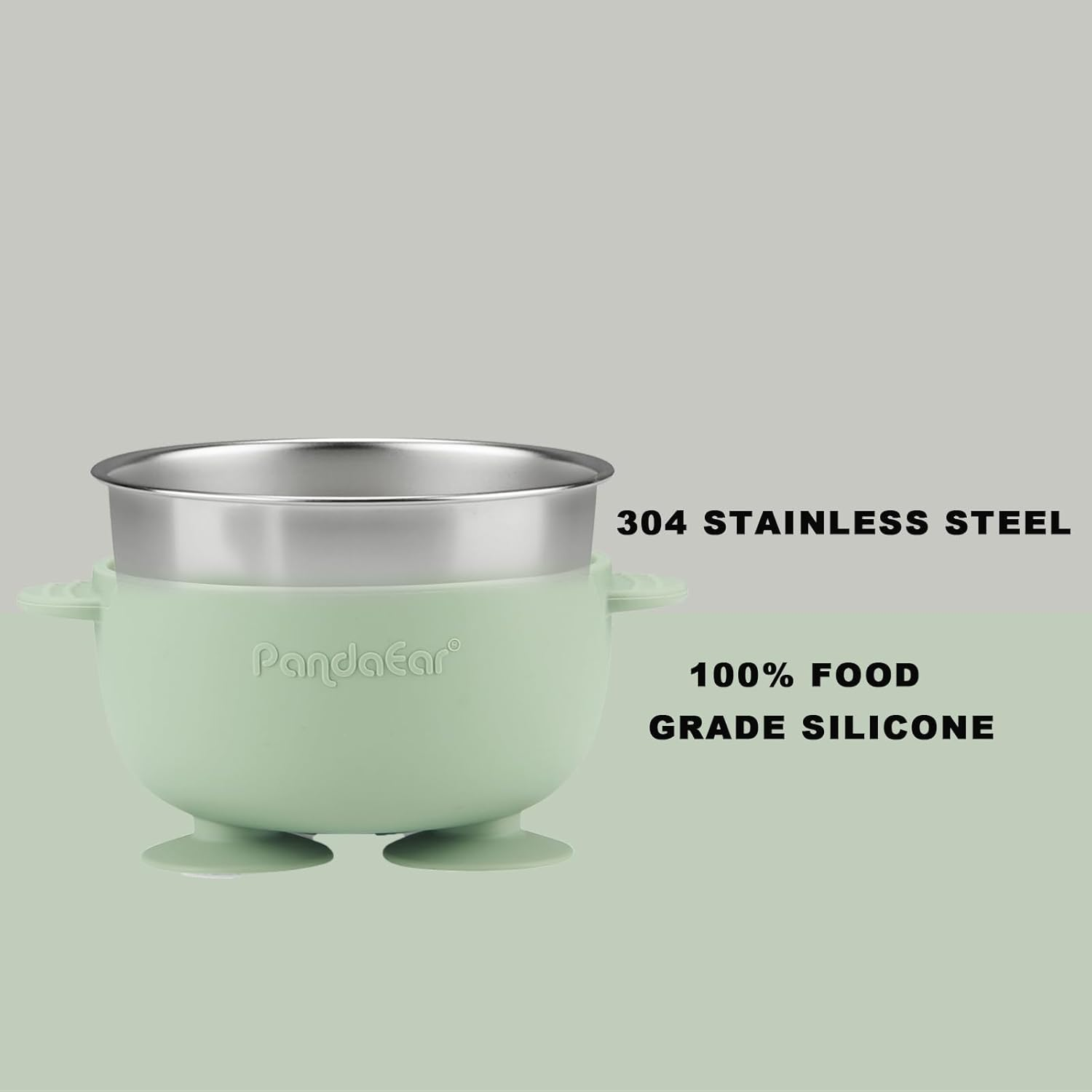 Pandaear 2 Pack Stainless Steel Toddler Bowls with Suction and 2 Spoons 2 Forks, Pink Green