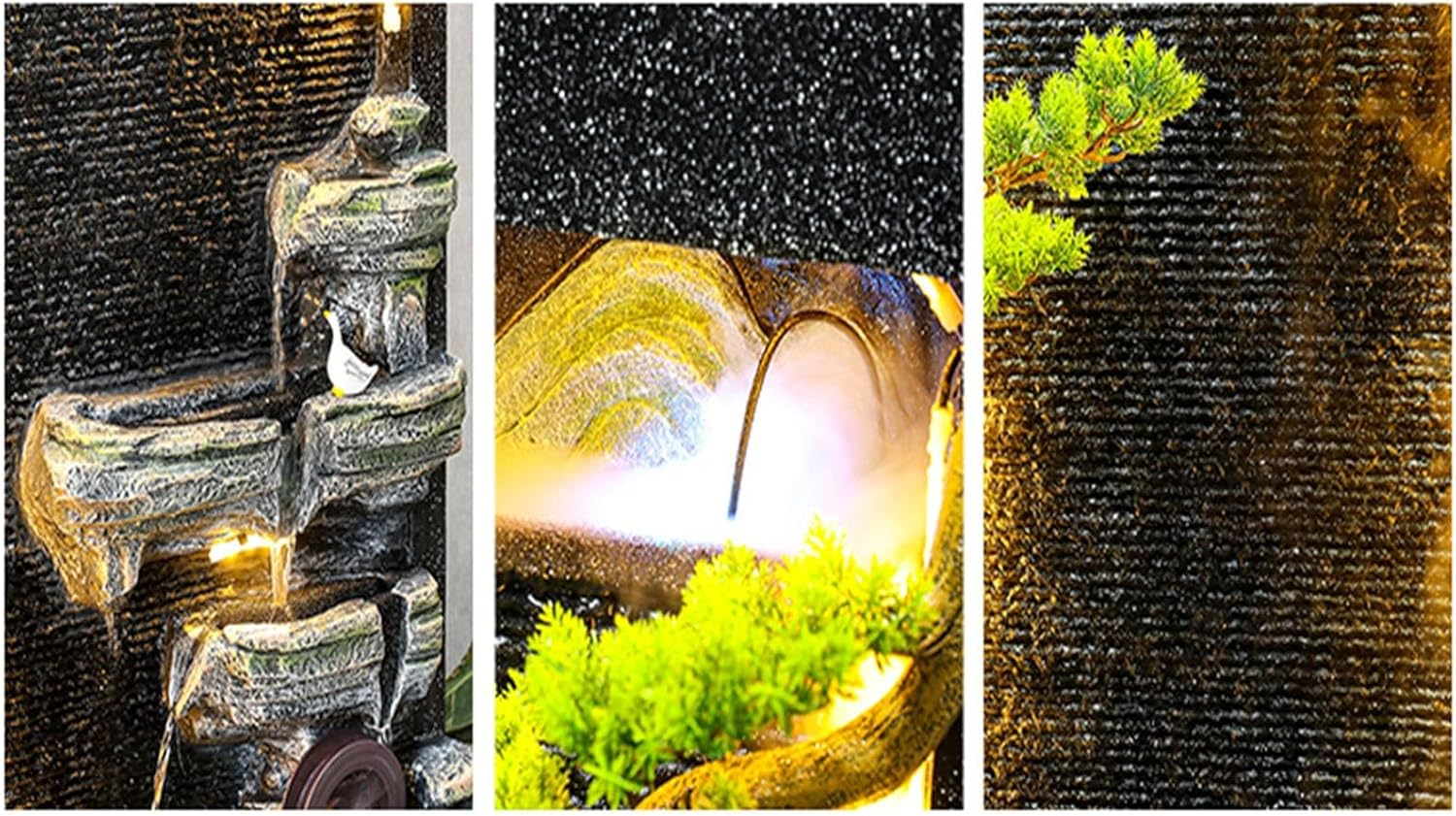 Outdoor Fountain Indoor/Outdoor Garden Water Fountain with LED Lights, Large Rockery Floor-Standing, Waterfall Feature for Home Decor image number 5