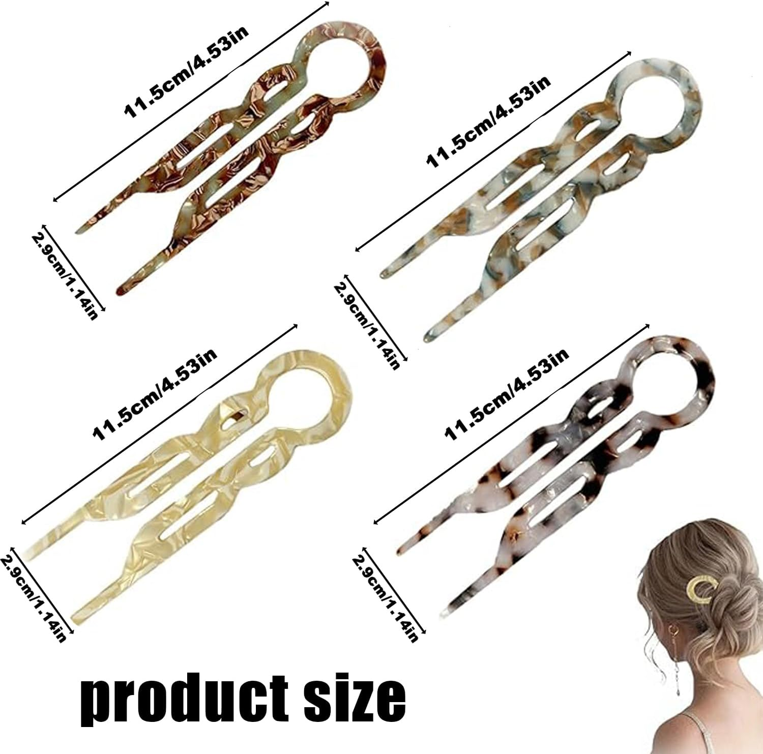 WEZCHUGHAOL U Shaped Hair Pins - Elegant Bobby Pins for Women, Strong Grip Hair Clips, Secure U-Shape Hairpins for Fine/Thick Hair, Versatile Hair Accessories for Wedding, Work, Daily Use (12-Pack)