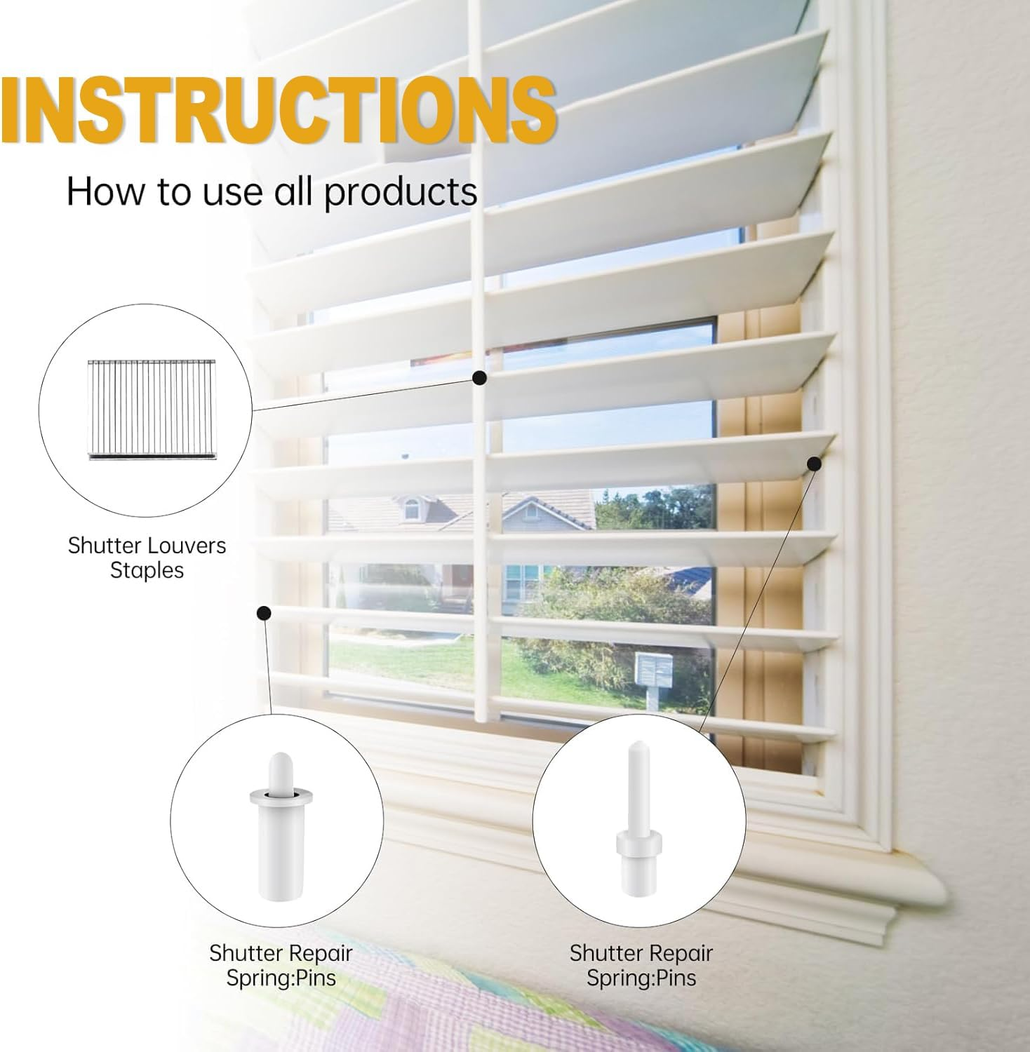 IONPSHG 125 Pcs Louvers Repair Pins Kit with 15 Springs, Plantation Shutter Parts for Movable Blade Repair, Spring Loaded Replacement Pins, Window Tools Supplies image number 5