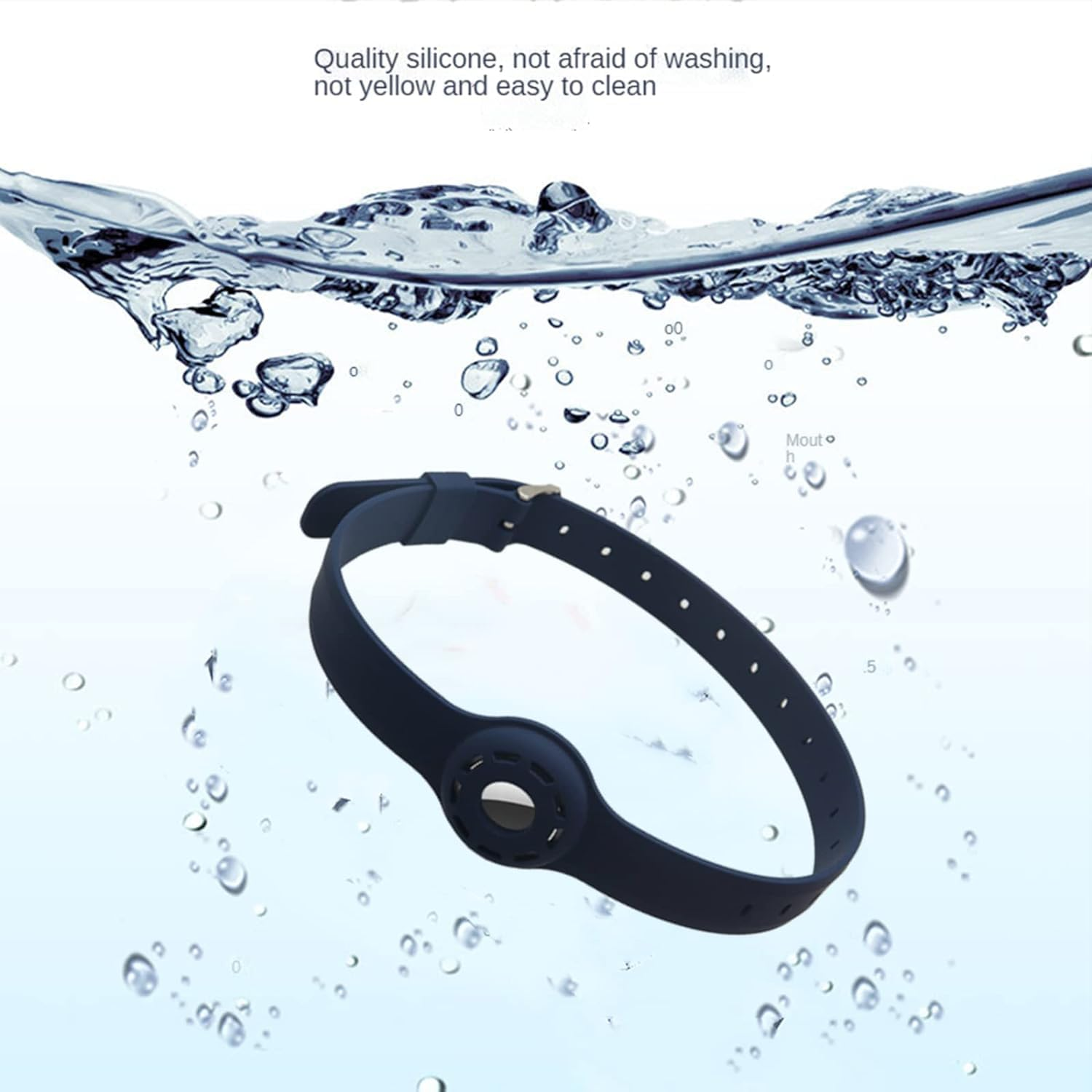 Silicone Dog Collar for Airtag - Anti-Lost Adjustable Cat Collar for Pet Finder (Yellow) - Red image number 6