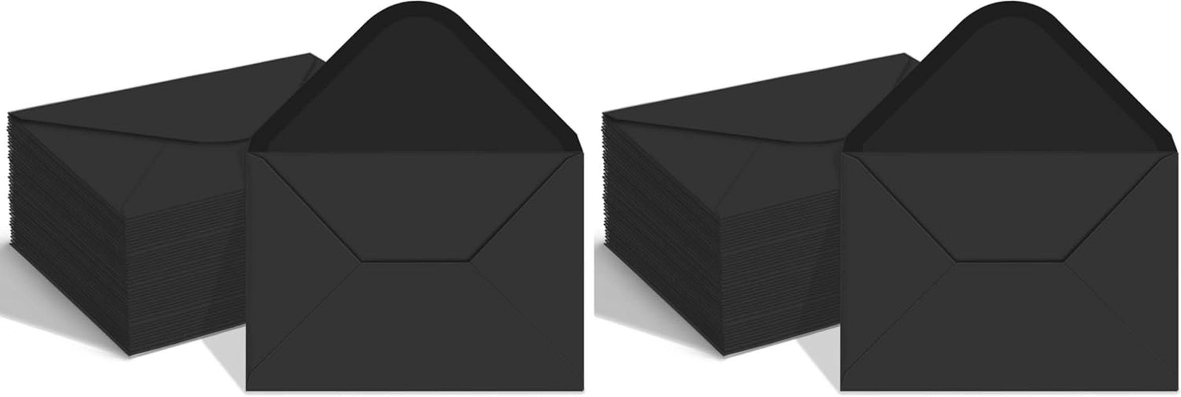 YINUOYOUJIA 100 Pack Black 4X6 Envelopes, A6 Size, Classy V-Flap, Ideal for Wedding, Baby Shower, Graduation Invitations