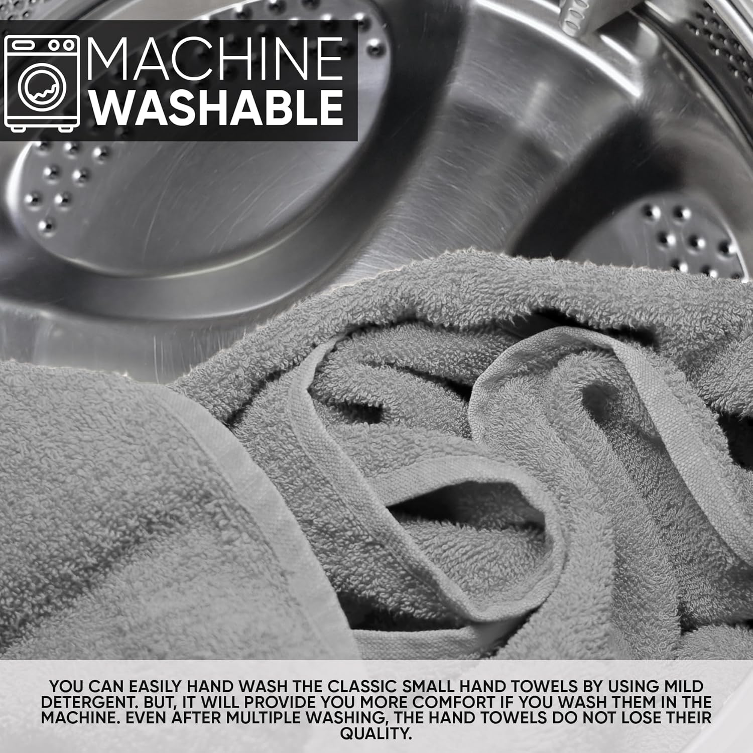 ALSAP Grey Hand Towels Pack of 2 - Ultra Soft Super Absorbent 700 GSM Egyptian Cotton Towels - Bathroom Linen Sets - Luxury Hotel Quality Cotton Hand Towels Set Convenient Size 50X85Cm