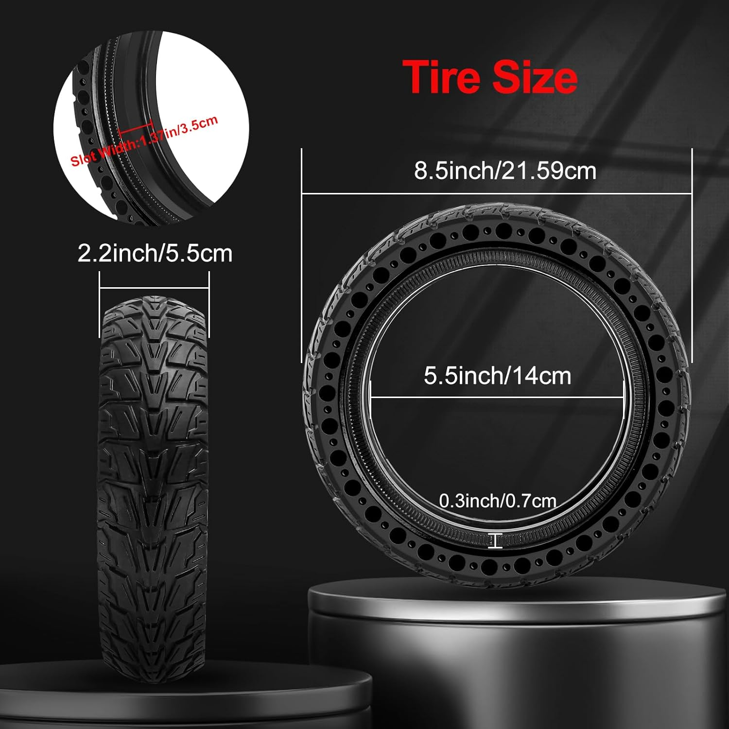 BANGTING 2 X 50/75-6.1 E Scooter Solid Tyres, 8.5 X 2 Inch Solid Rubber Tyres, 8 1/2 X 2 Replacement Tyres for Xiaomi Pro 2 / M365 / M365 Pro / 1S / 3/3 Lite/Essential and All 8.5 Inch Scooter Tyres - Black (No Tools) image number 4