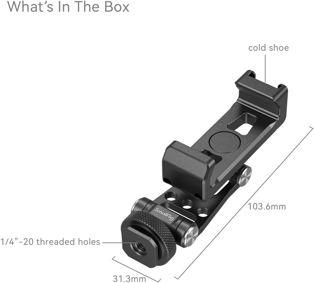 Smallrig Metal Phone Support with Cold Shoe Mount, Universal Cell Phone Mount Adapter Support Free Adjustment Joints,Phone Tripod Mount for Iphone 15/14, for Samsung Galaxy and Other Phones - 4382 image number 3