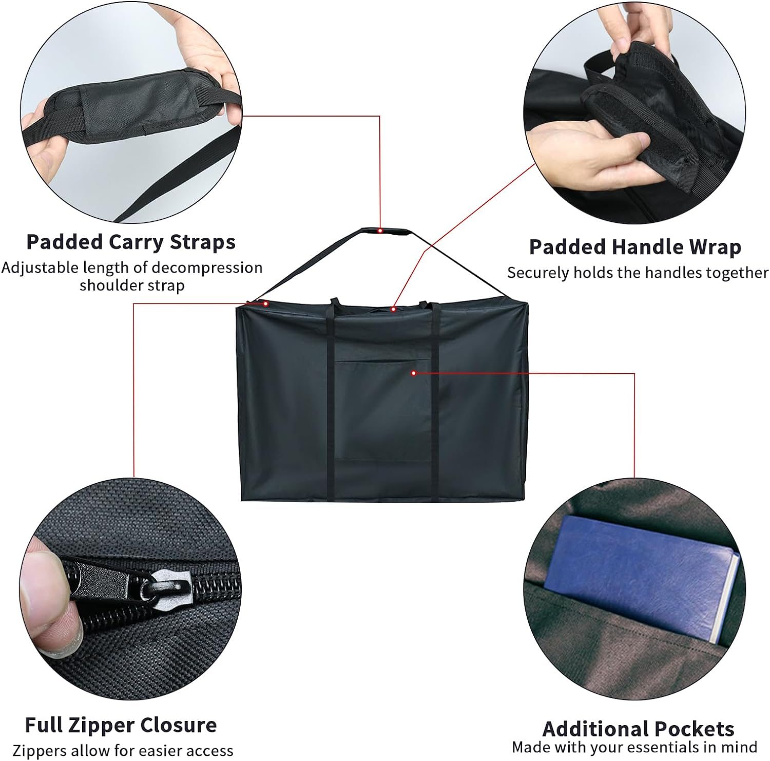 Rollator Travel Bag - Waterproof Wheelchair Bag for Folding Walker Compact Wheelchair Transport Chair Portable Large Duffel Bag Carry Case for Car and Airplane TSA Traveling,Black image number 4