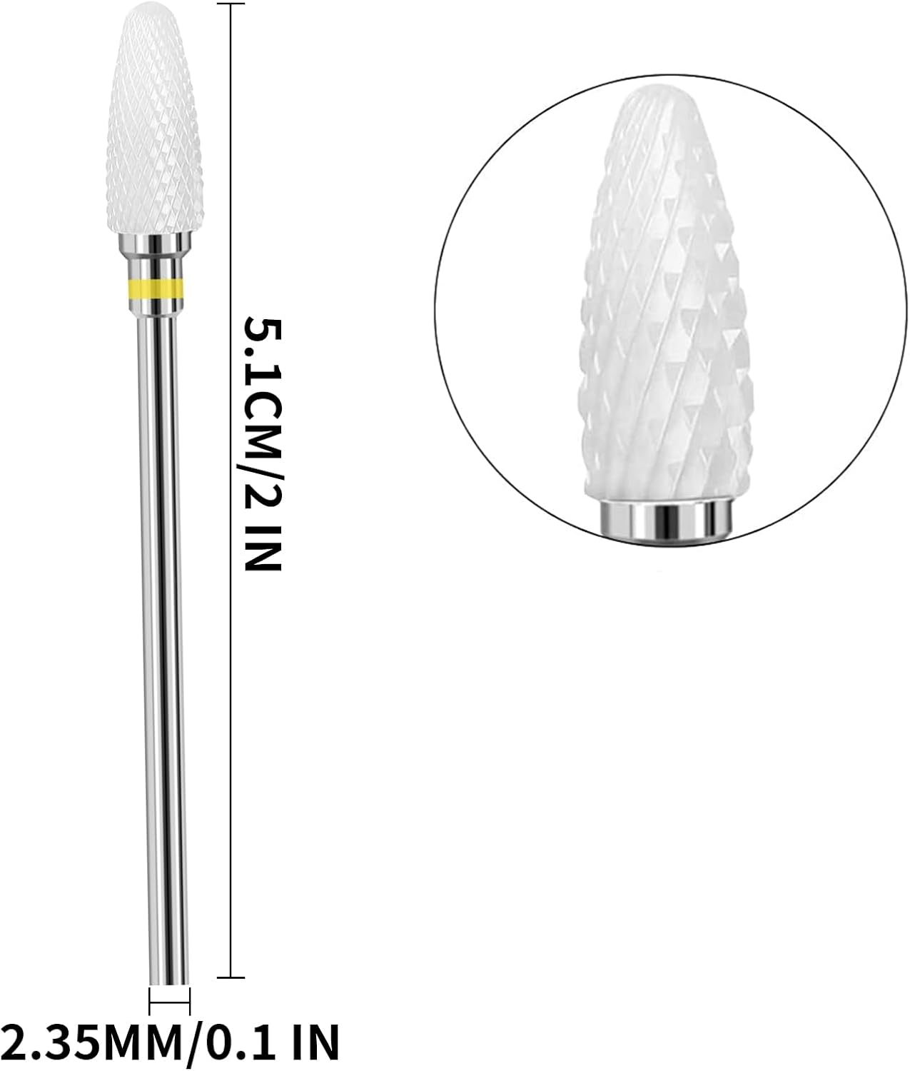 Jrusmr Ceramic Nail Drill Bits Set-3/32 in Shank Professional Corn-Shaped Ceramic Bits for Acrylic Nail Filing, Manicure, Pedicure, and Cuticle Polishing-For Left and Right-Handed Users (5 Pcs) image number 6