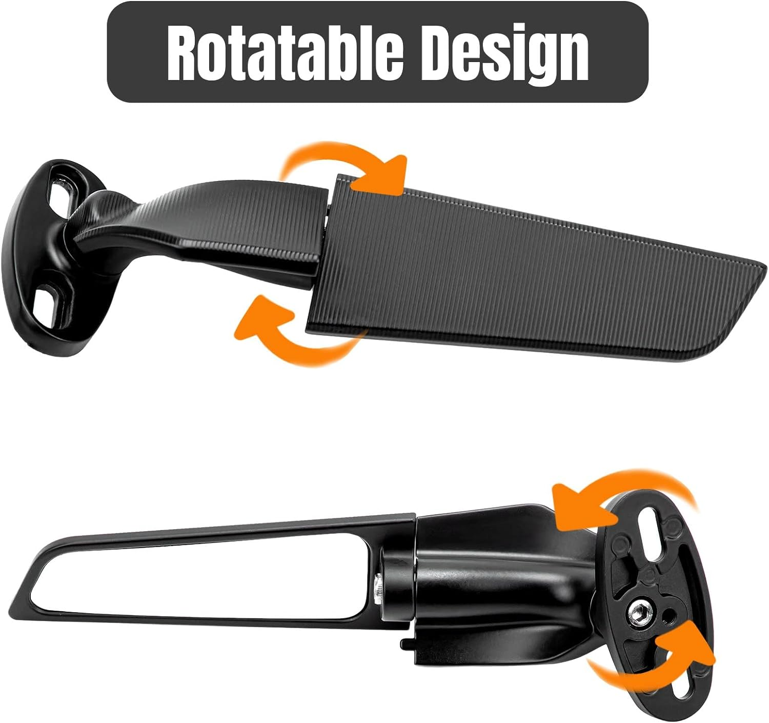 2025 Latest Motorcycle Wing Mirrors Compatible with GSXR 600 750 1000 | CBR300R CBR500R CBR600RR CBR1000RR EX250 EX300 EX400 EX650 ZX6R ZX10R - Adjustable Low Profile & Convex Design - 2 Pack image number 2