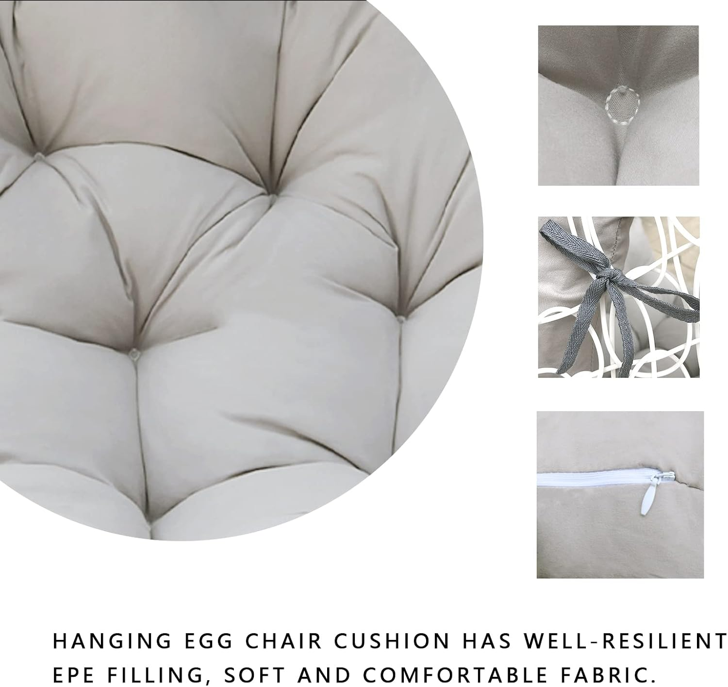 Bextile Hanging Basket Seat Cushion, Thicken Egg Chair Washable Cushion with Headrest (A) - A image number 4