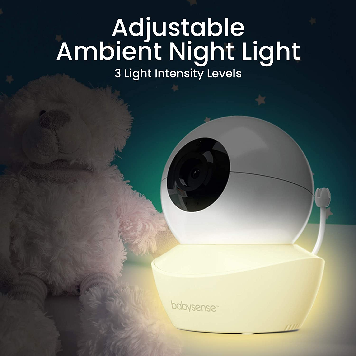 Babysense Add on Camera Video Baby Monitor HD S2, Remote Pan Tilt Zoom, Two-Way Talk-Back Audio, Long Range, Night Vision, Night Light, Lullabies, Temperature Monitoring