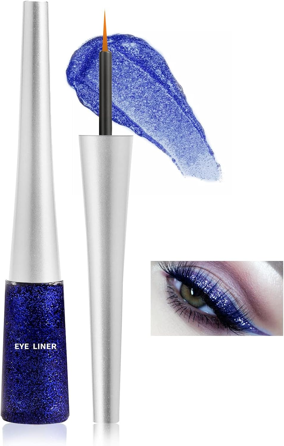 Boobeen Colorful Glitter Eyeliner Liquid Shimmer Eyeliner Waterproof Metallic Eyeliner Smudge-Proof Suitable for Women, 1 Pcs