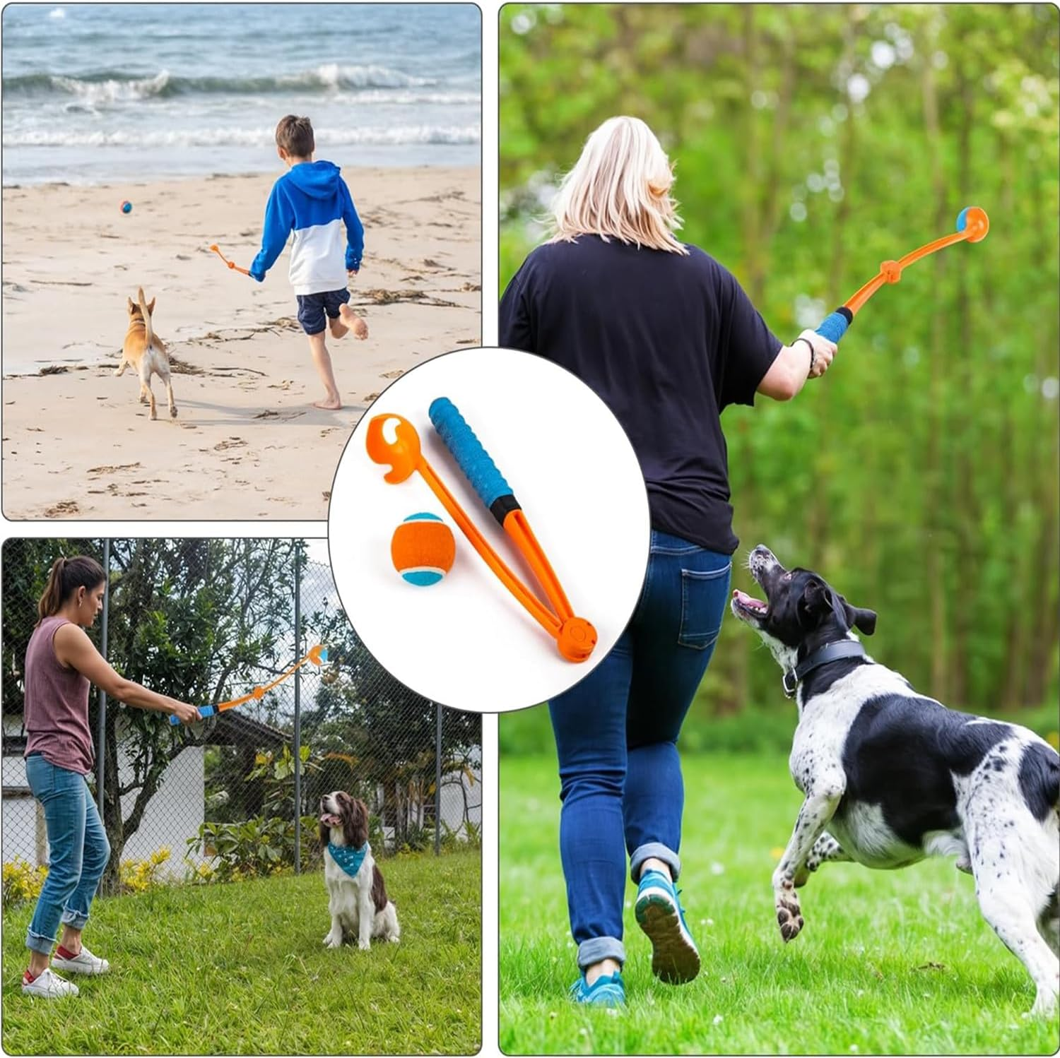 25" Foldable Dog Ball Launcher for Large Dogs Tennis Ball Throwerwith Soft Racket-Like Handle Grip, Includes 2.5 Inch Ball image number 2