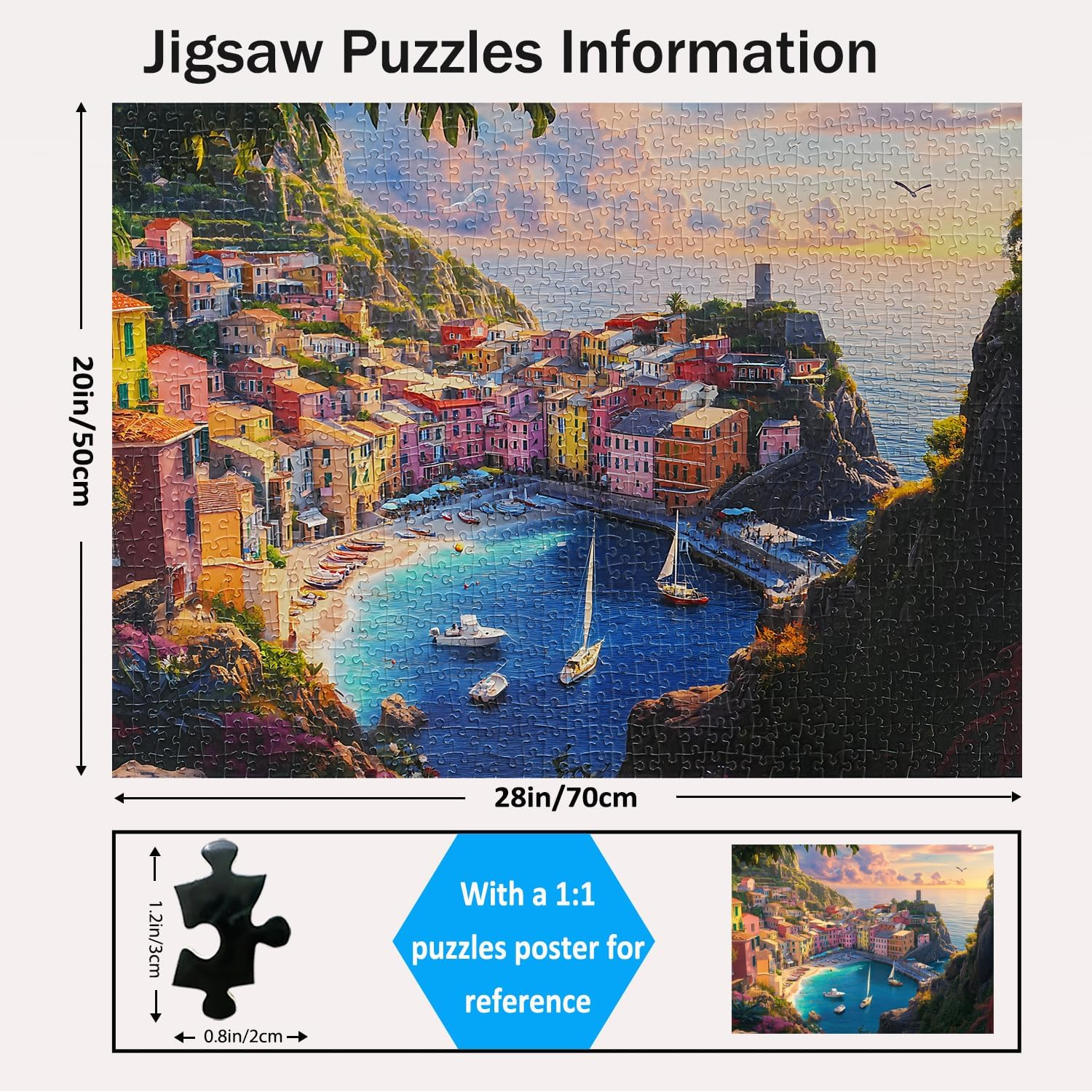 Jigsaw Puzzles for Adults 1000 Pieces Impossible Hard Difficult Challenging Puzzles for Adults Coastal Serenity Harbo Jigsaw Puzzle 1000 Pieces Nature 1000Pc Puzzle 28 X 20 Inch﻿