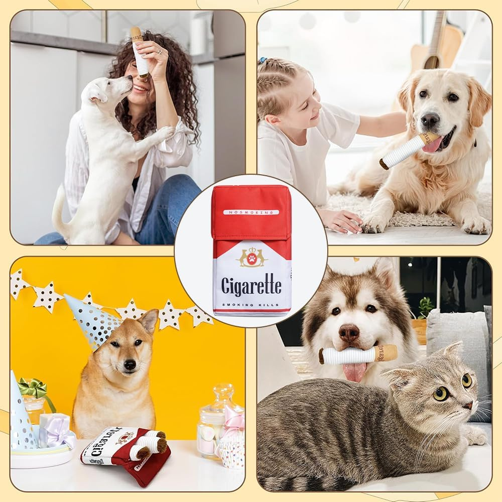 Funny Cigarettes Dog Toy,3 Pcs Giggle Puff Stick Toys,Gnawing Toy,Simulation Cigarette Case,Dog Vocalization Toy,For Small, Medium, Large Dogs image number 4