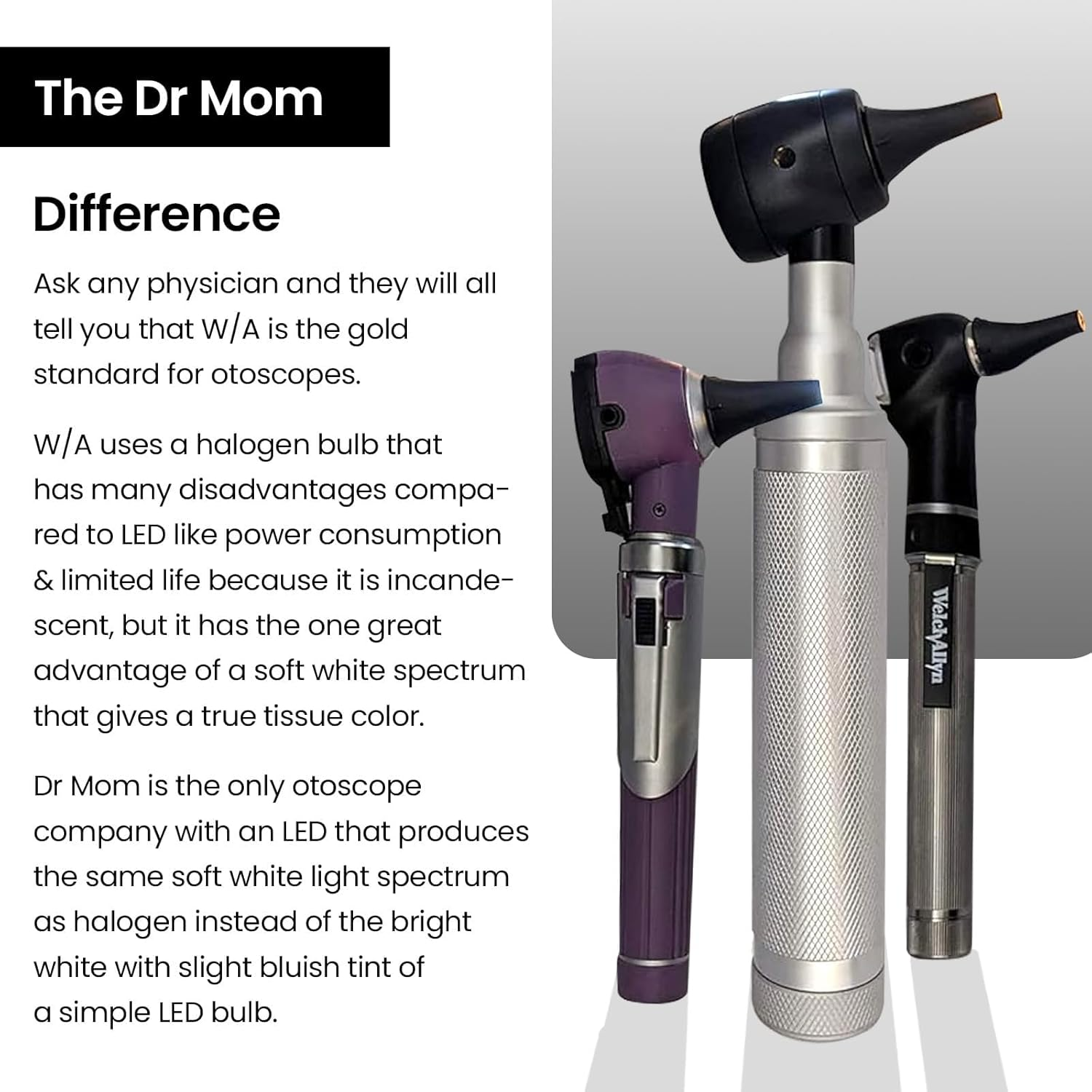 5Th Generation Dr Mom LED PRO Otoscope - 100% Forever Guarantee Covers Any Issue - Full Size Otoscope with Our Largest Diameter Optical Glass Lens Includes Batteries and Disposable Specula image number 2