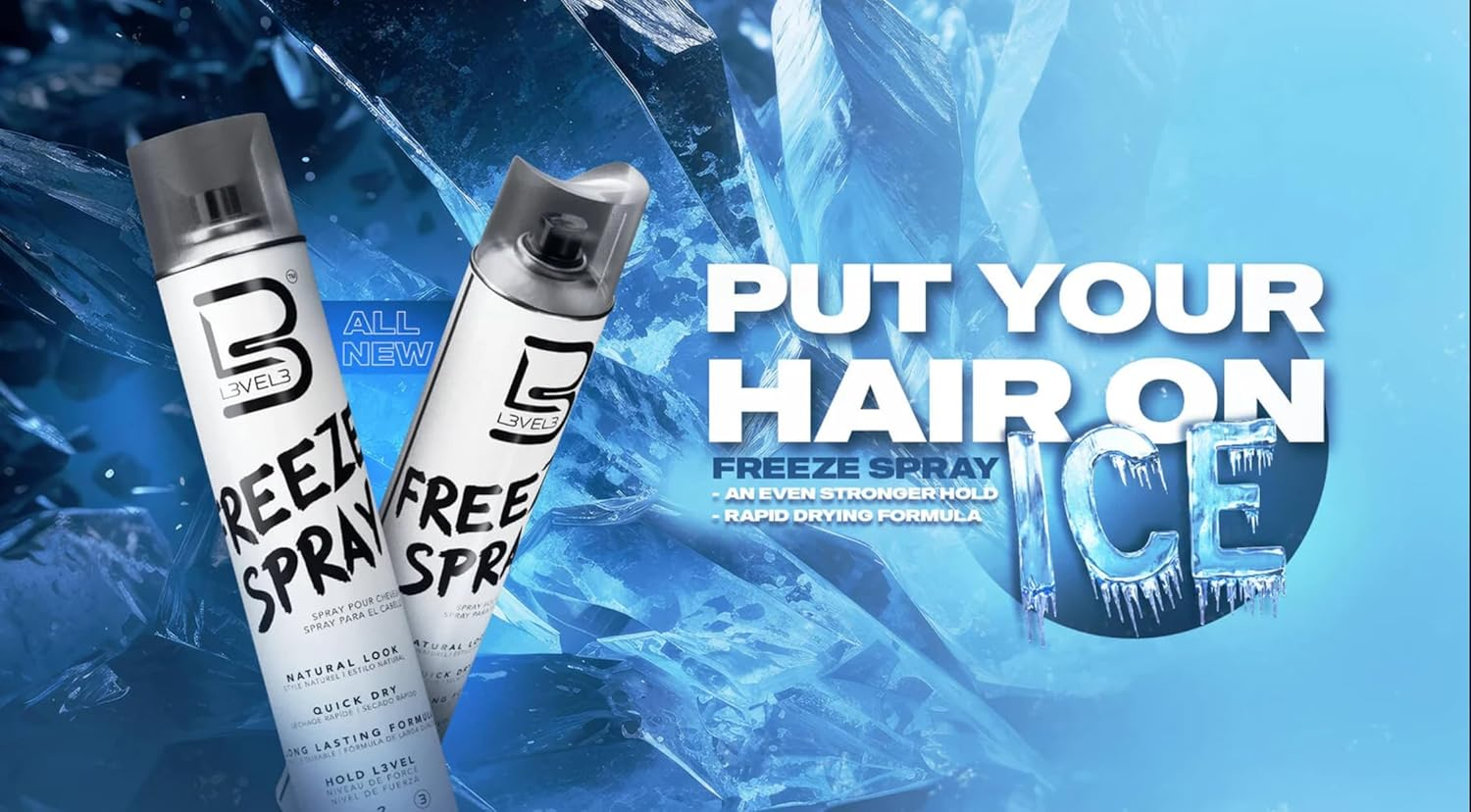 L3VEL3 Long Lasting and Strong Freeze Hair Spray 383 G image number 2