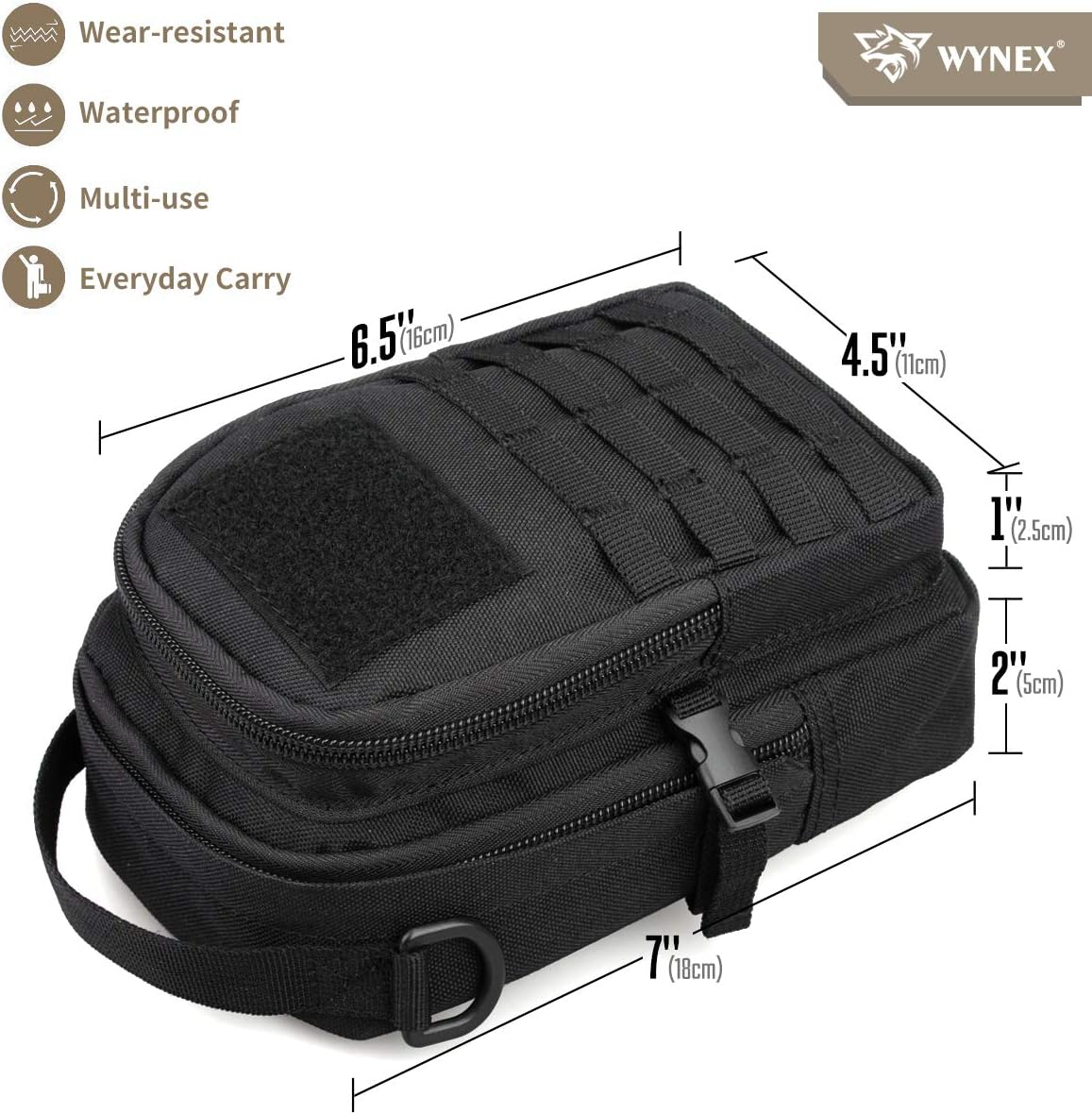 WYNEX Tactical Molle Pouch Small, EDC Utility Pouch Tactical Tool Pouches Bag Compact Multi-Purpose Waist Pouch Include Flag Patch, Mini Design of 3-Day Assault Backpack image number 4