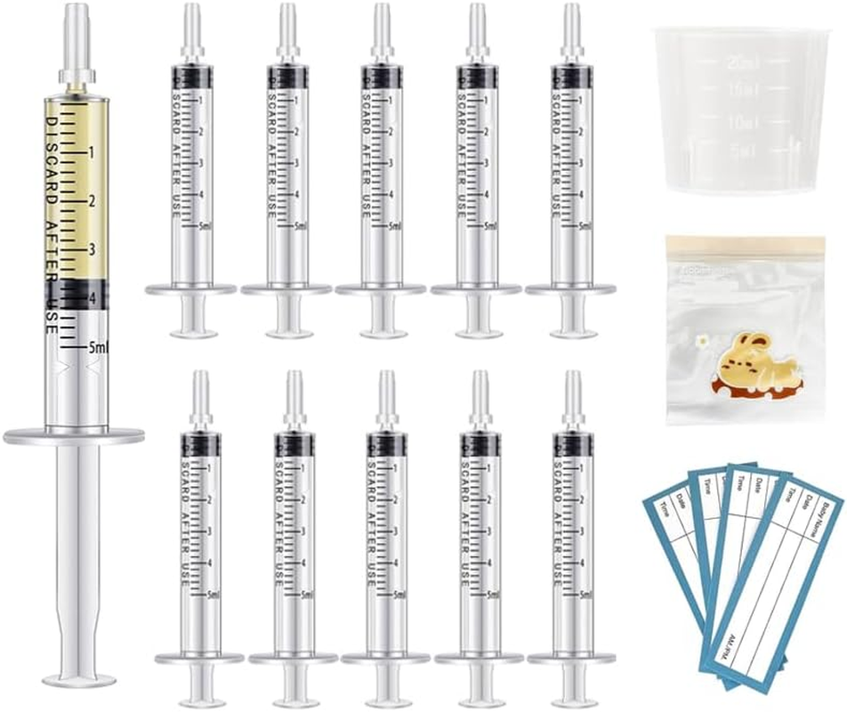 20 Sets of Colostrum Collection Kits, 20 Sterile Sealed Breast Milk Collection Syringes, 20 Stickers, 1 Colostrum Collection Measuring Cup for Breast Milk, and 1 Sliding Lock Fresh-Keeping Bag (5Ml) image number 2