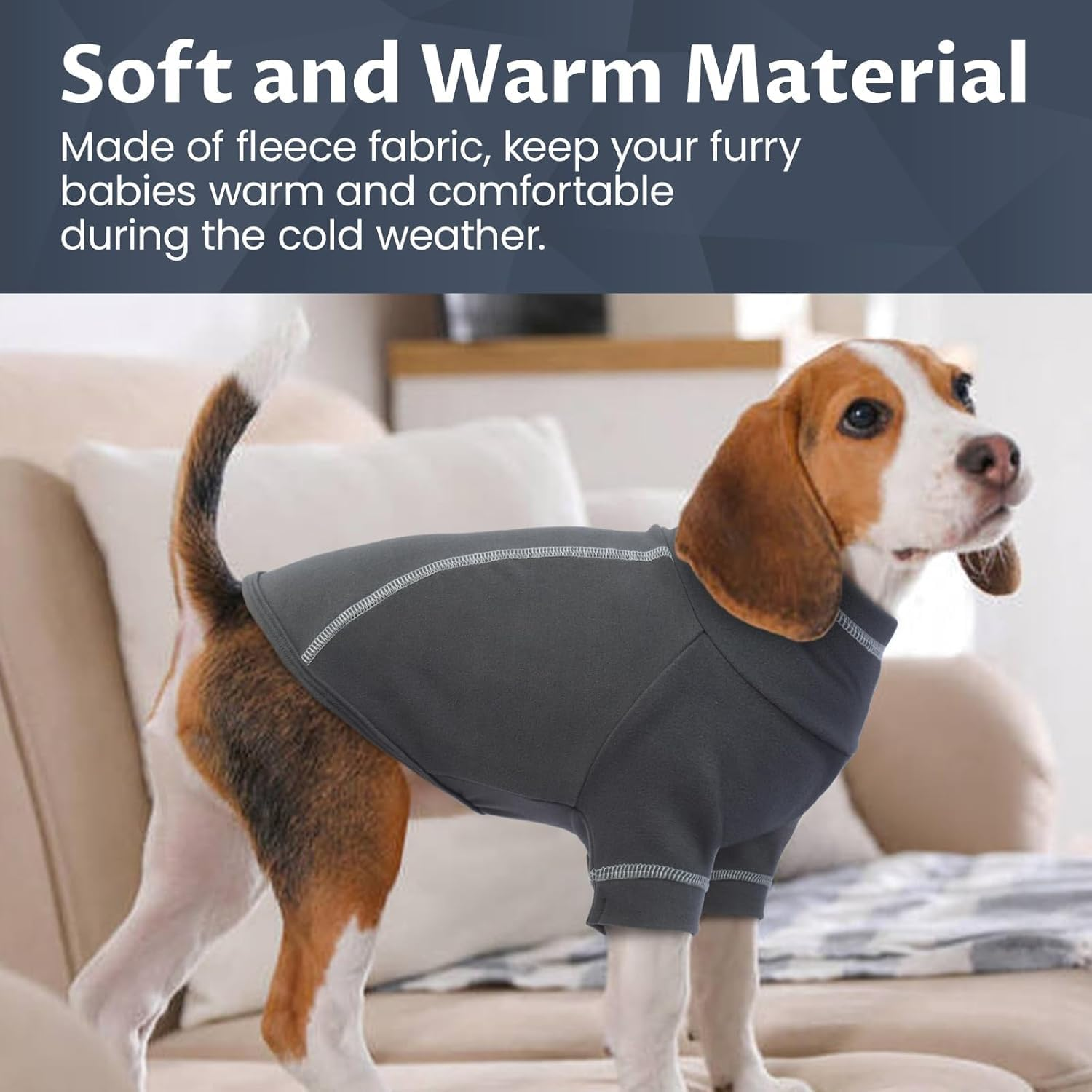 Kuoser Fleece Dog Sweater, Soft Pullover Large Dog Sweater, Turtleneck Dog Sweaters for Medium Dogs Girl Boy, Fall Warm Dog Winter Clothes with Sleeves, Dog Fleece Sweatshirt Vest Coat(M,Darkgray) image number 1